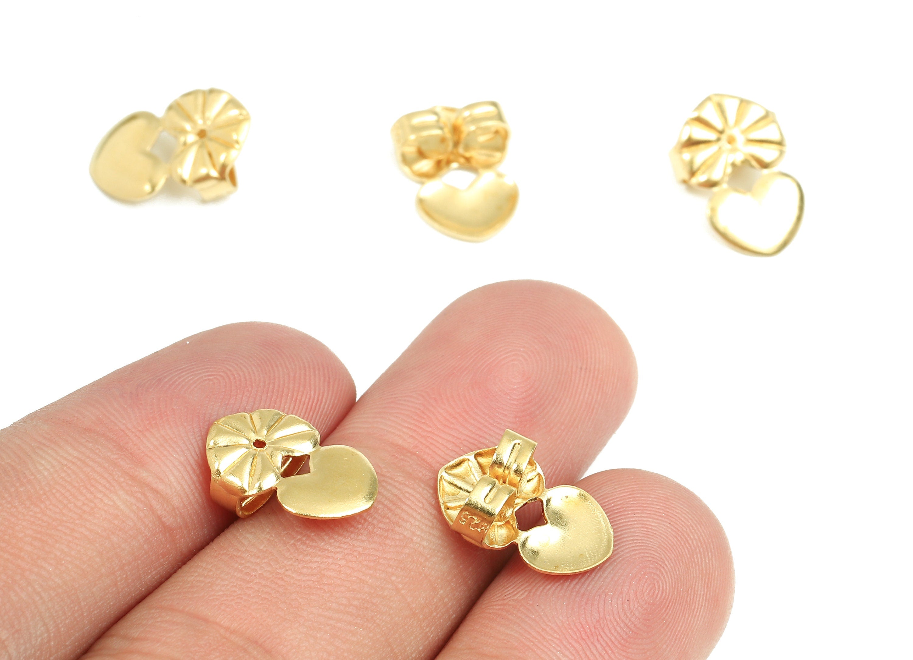 Brass Heart Earring Backs - Raw Brass Butterfly Backs - Heart Stud Back Stoppers - Post Nuts - Ear Wire Back - 13.92x9.88x5.19mm - PP2719 - DOMEDBAZAAR