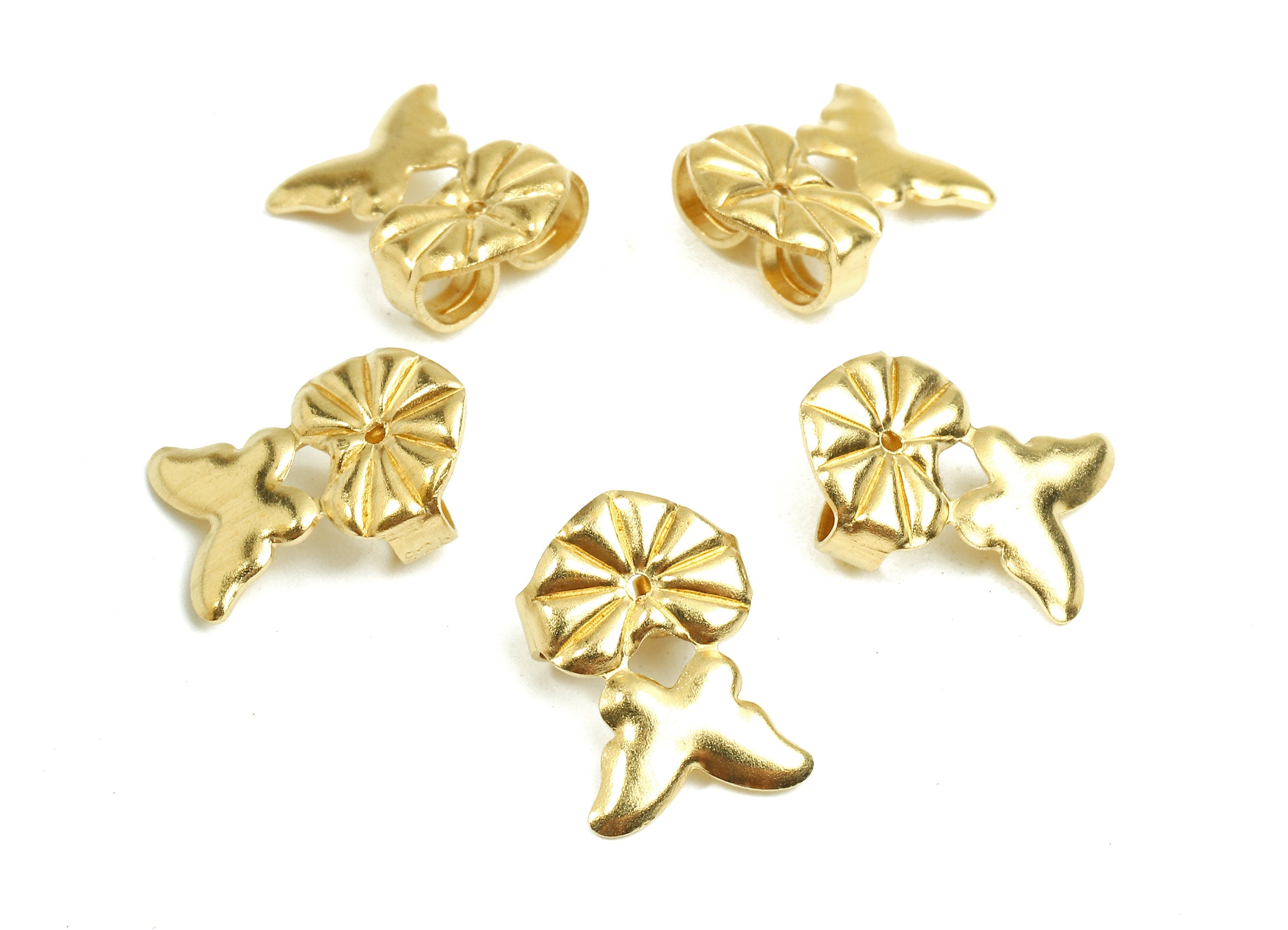 Brass Heart Earring Backs - Raw Brass Butterfly Back - Butterfly Stud Back Stoppers - Post Nuts - Ear Wire Back - 14.01x9.72x5.57mm - PP2721 - DOMEDBAZAAR