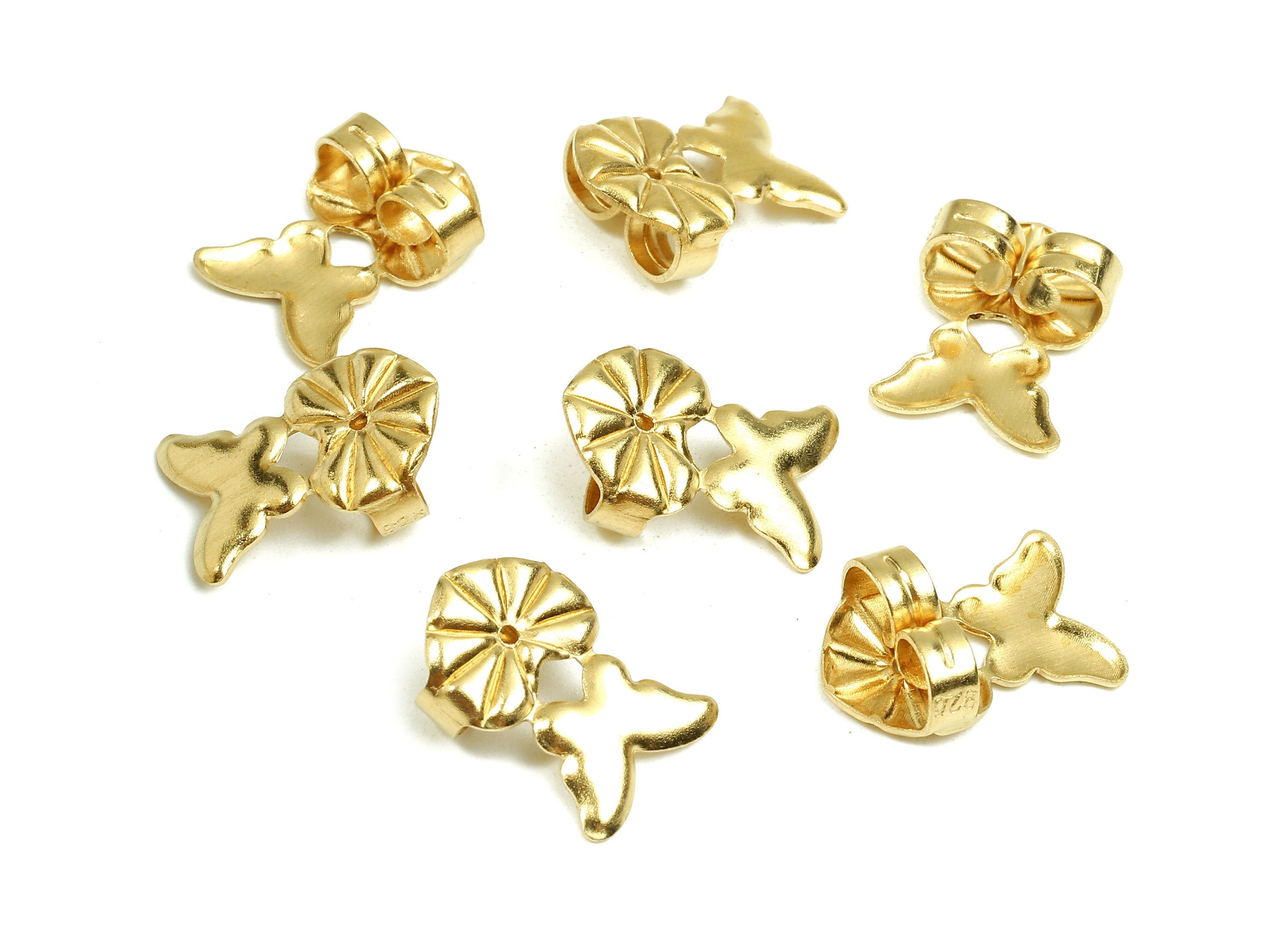 Brass Heart Earring Backs - Raw Brass Butterfly Back - Butterfly Stud Back Stoppers - Post Nuts - Ear Wire Back - 14.01x9.72x5.57mm - PP2721 - DOMEDBAZAAR