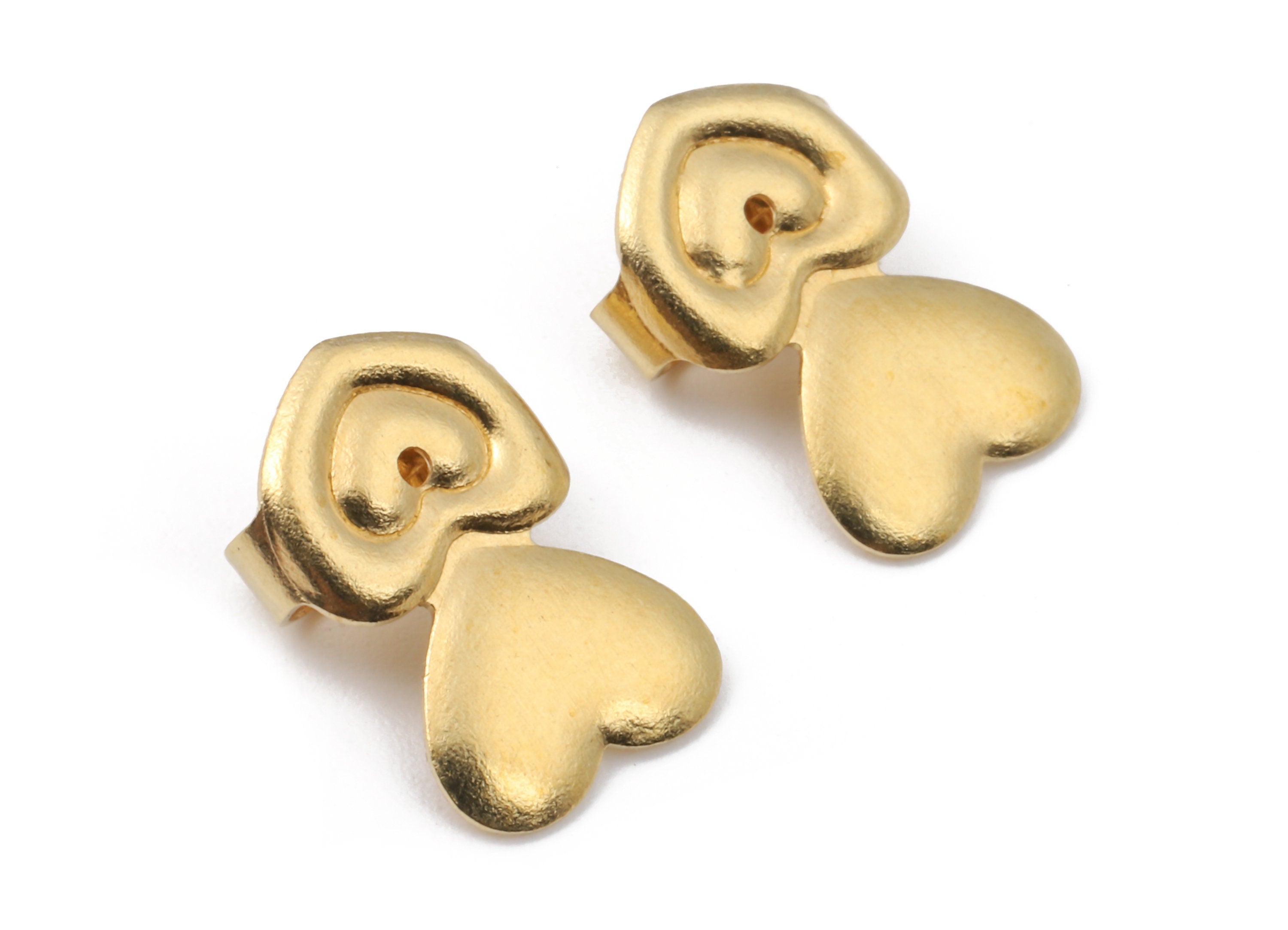 Brass Heart Earring Backs - Raw Brass Butterfly Backs - Heart Stud Back Stoppers - Post Nuts - Ear Wire Back - 14.41x9.81x4.55mm - PP2725 - DOMEDBAZAAR