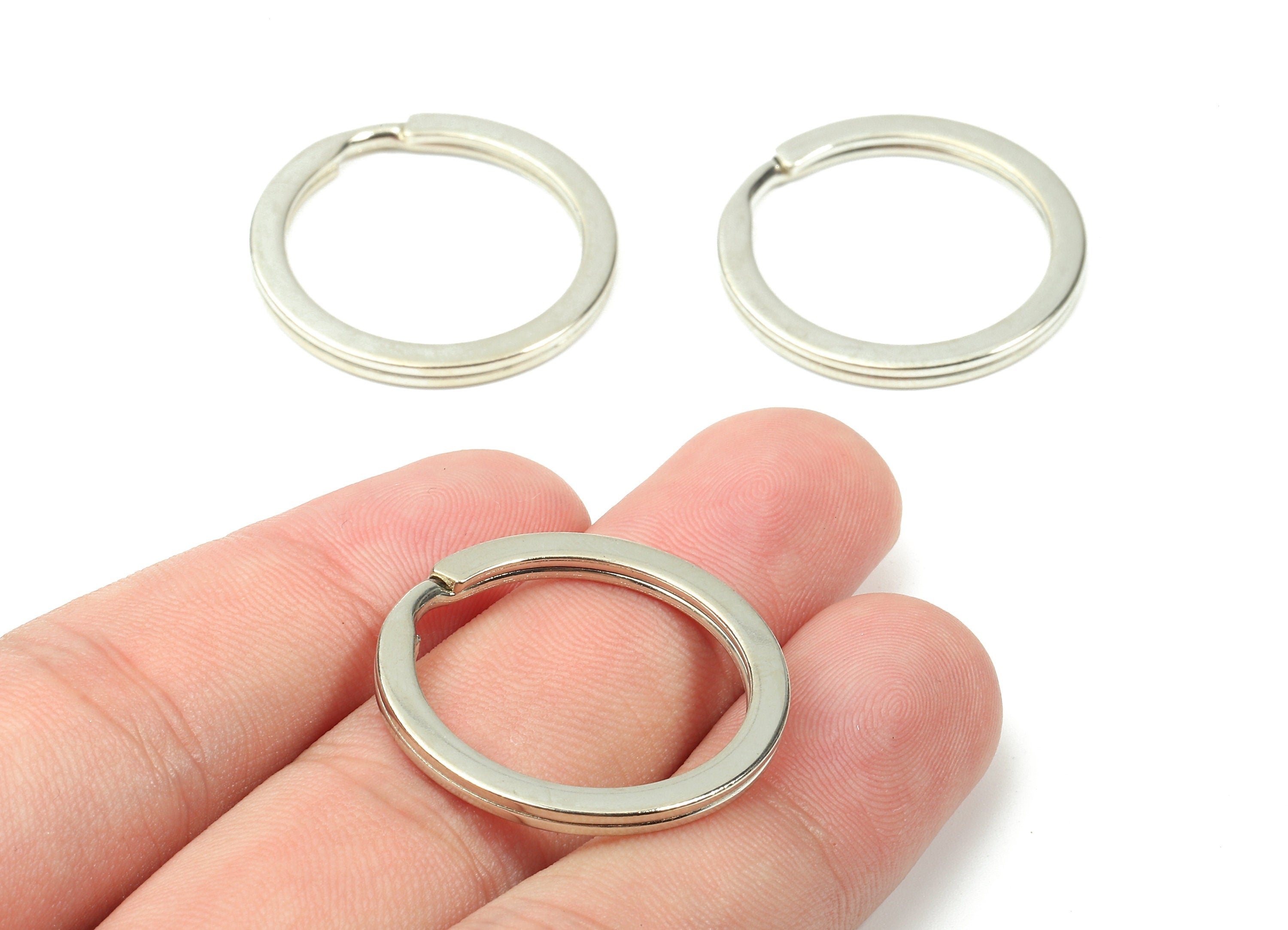Silver Plated Metal Key Rings - Flat Split Rings - Circle Key Rings - Keychain Connectors - Jewelry Supplies - 27.77x27.77x2mm - PP2858S - DOMEDBAZAAR