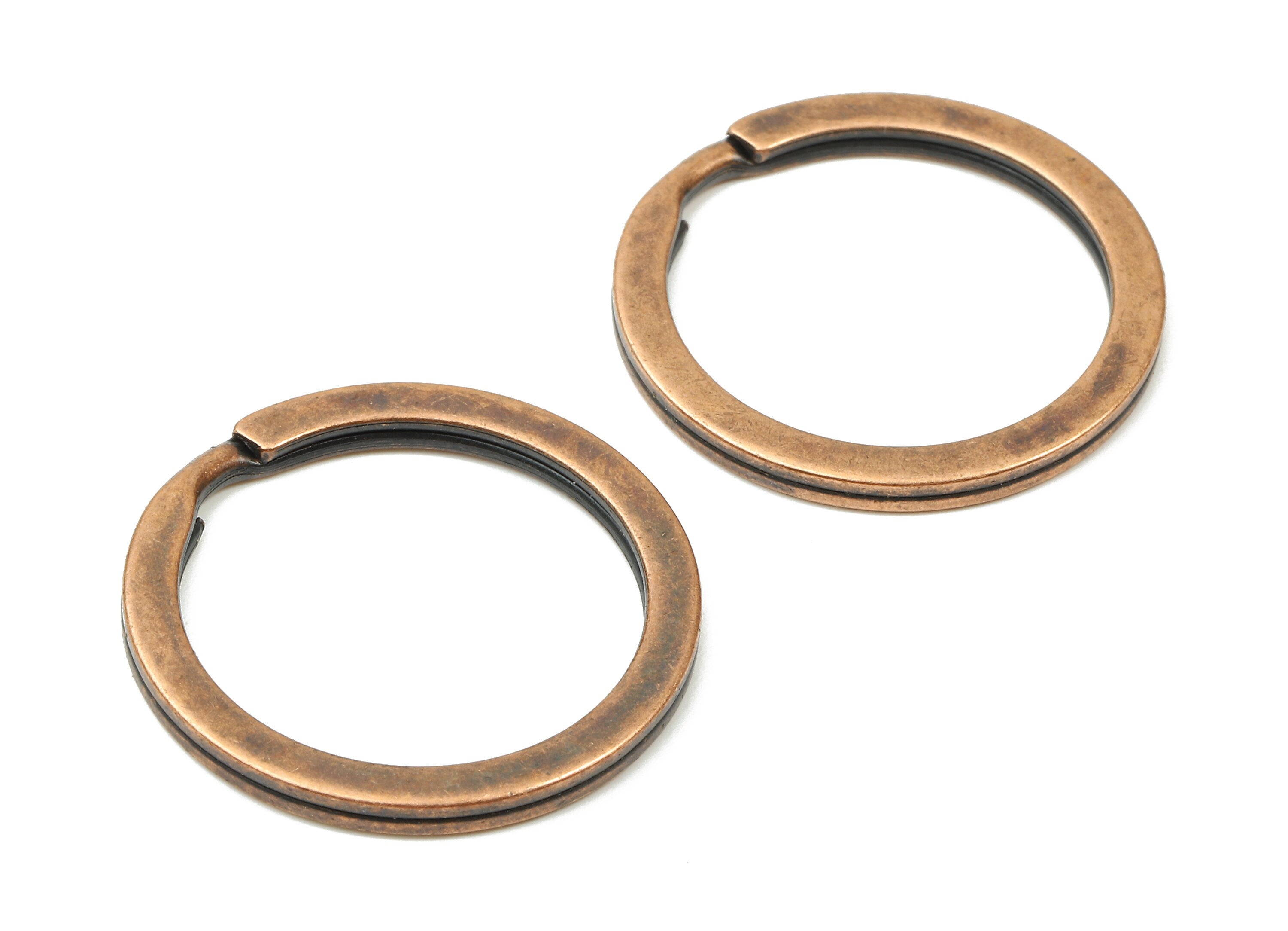 Antique Copper Metal Key Rings - Flat Split Rings - Circle Key Rings - Keychain Connectors - Jewelry Supplies - 27.77x27.77x2mm - PP2858AC - DOMEDBAZAAR