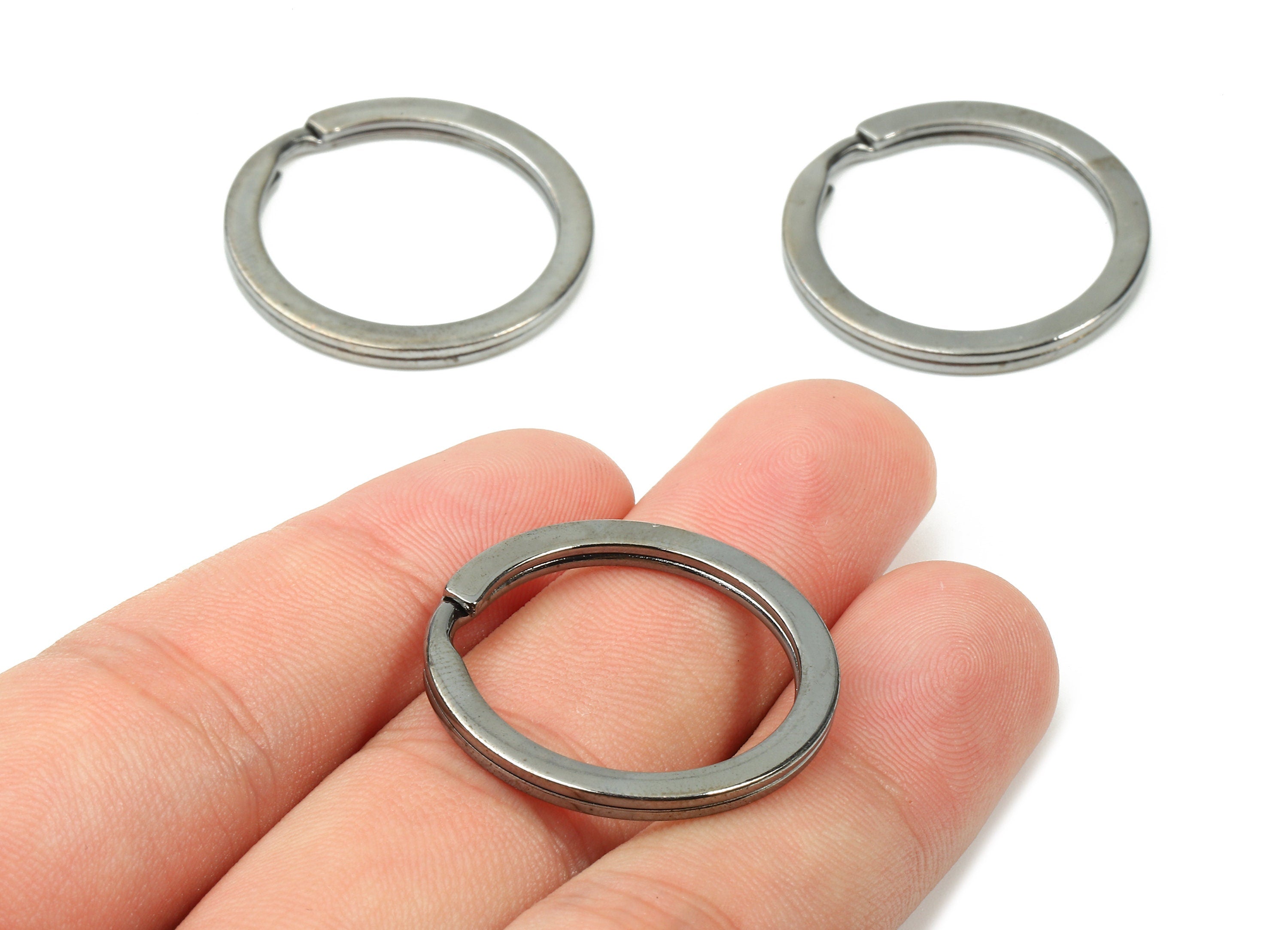 Gunmetal Metal Key Rings - Flat Split Rings - Circle Key Rings - Keychain Connectors - Jewelry Supplies - 27.77x27.77x2mm - PP2858GM - DOMEDBAZAAR