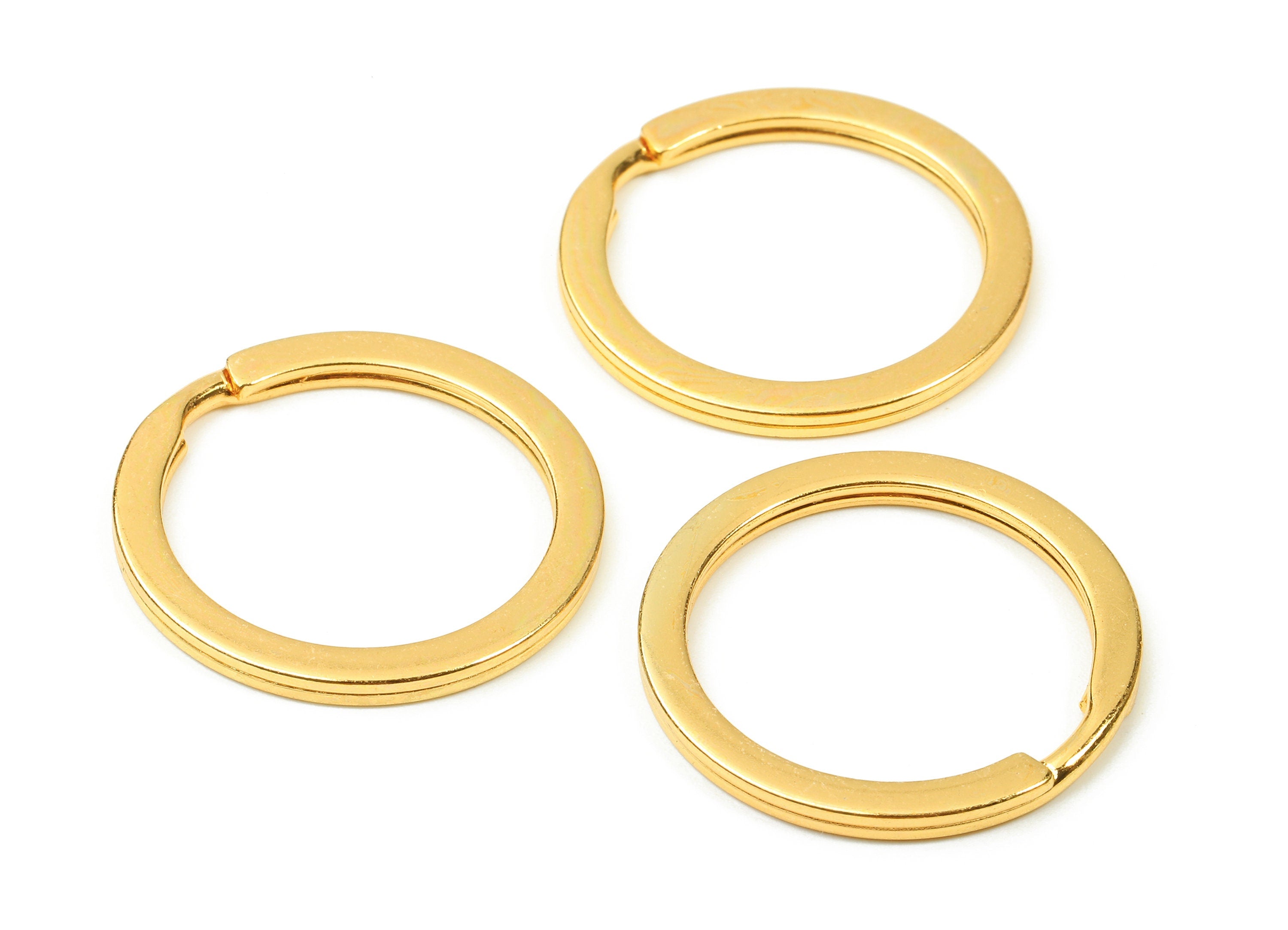 Gold Tone Metal Key Rings - Flat Split Rings - Circle Key Rings - Keychain Connectors - Jewelry Supplies - 27.77x27.77x2mm - PP2858G - DOMEDBAZAAR