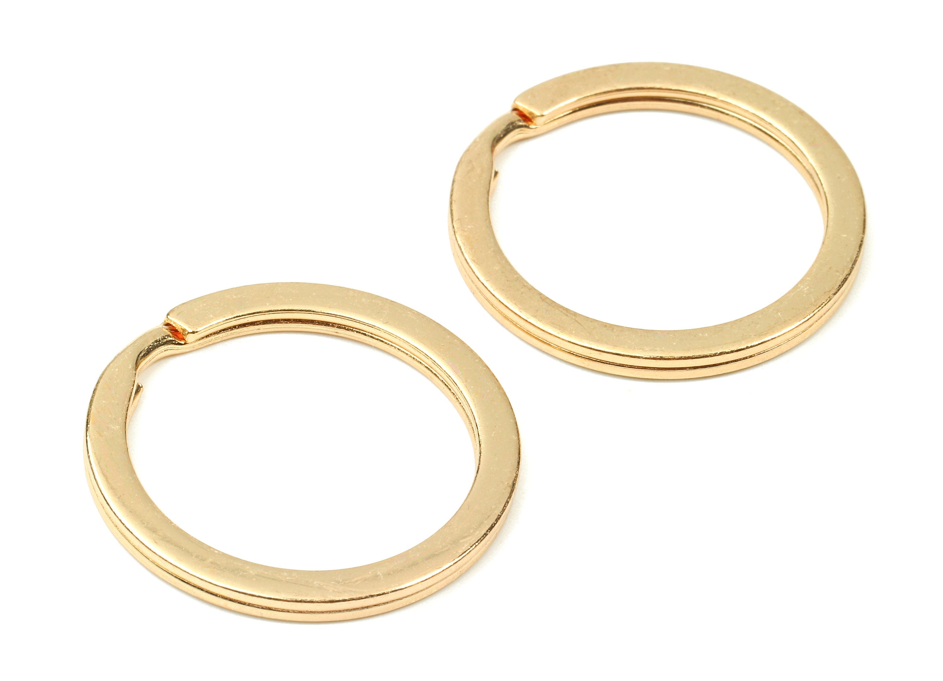 KC Gold Tone Metal Key Rings - Flat Split Rings - Circle Key Rings - Keychain Connectors - Jewelry Supplies - 27.77x27.77x2mm - PP2858KC - DOMEDBAZAAR