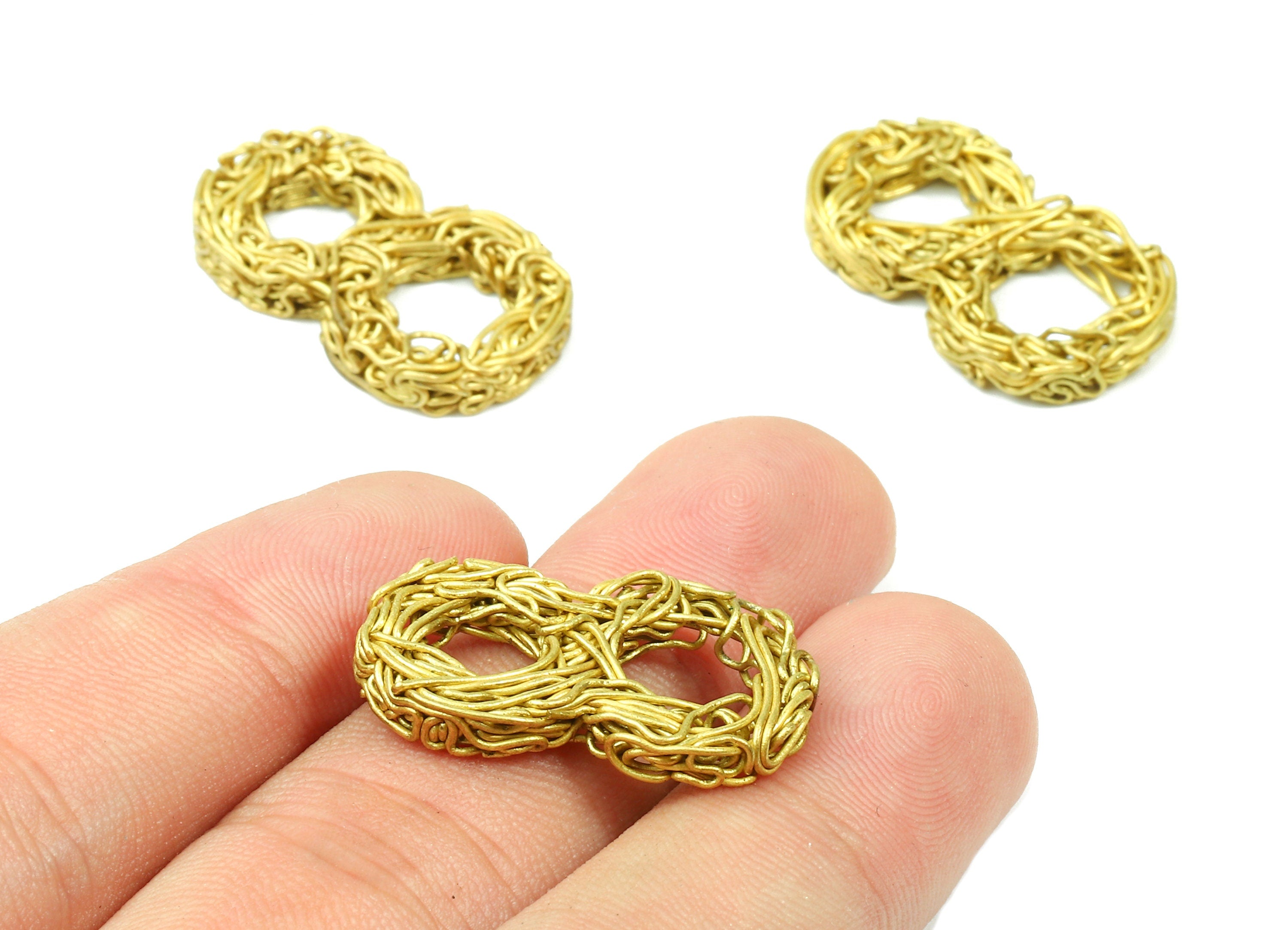 Brass 8 Number Pendant - Raw Brass Hammered Wires 8 Number Charms - Jewelry Supplies - 26.57x16.13x3.48mm - PP2917 - DOMEDBAZAAR