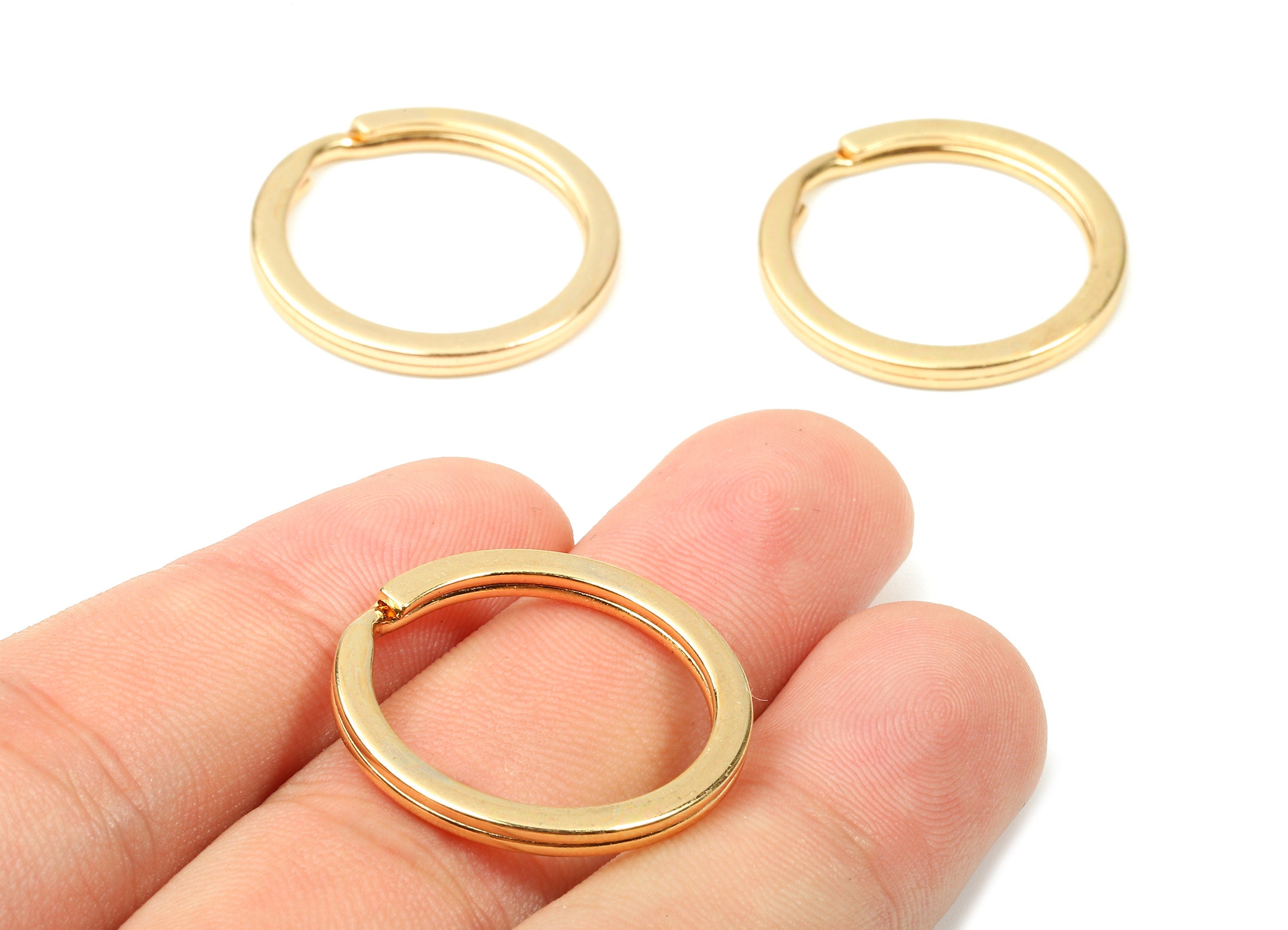 KC Gold Tone Metal Key Rings - Flat Split Rings - Circle Key Rings - Keychain Connectors - Jewelry Supplies - 25.01x25.01x1.8mm - PP2857KC - DOMEDBAZAAR