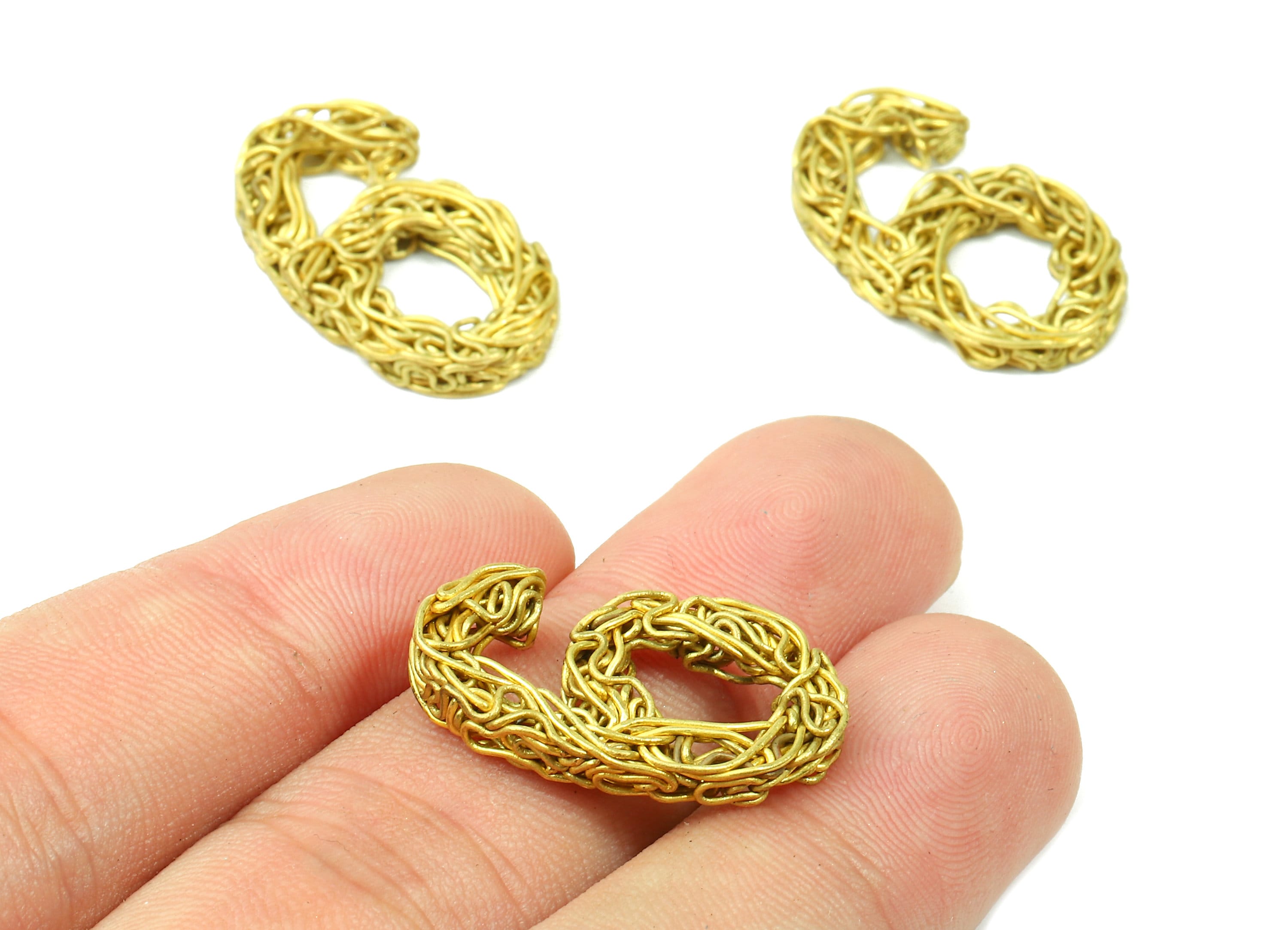 Brass 6 Number Pendant - Raw Brass Hammered Wires 6 Number Charms - Jewelry Supplies - 25.21x14.7x3.38mm - PP2915 - DOMEDBAZAAR