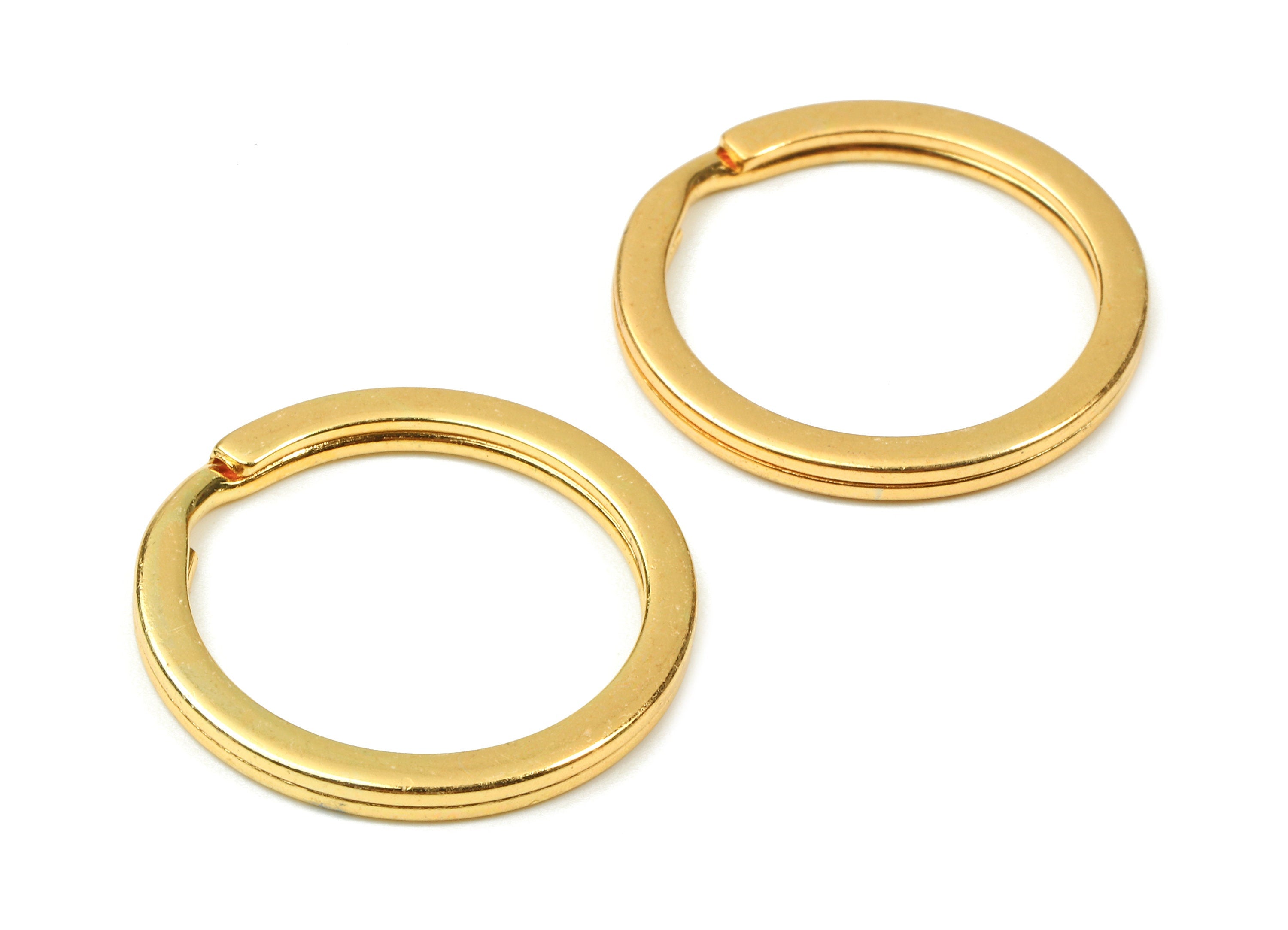 Gold Tone Metal Key Rings - Flat Split Rings - Circle Key Rings - Keychain Connectors - Jewelry Supplies - 25.01x25.01x1.8mm - PP2857G - DOMEDBAZAAR