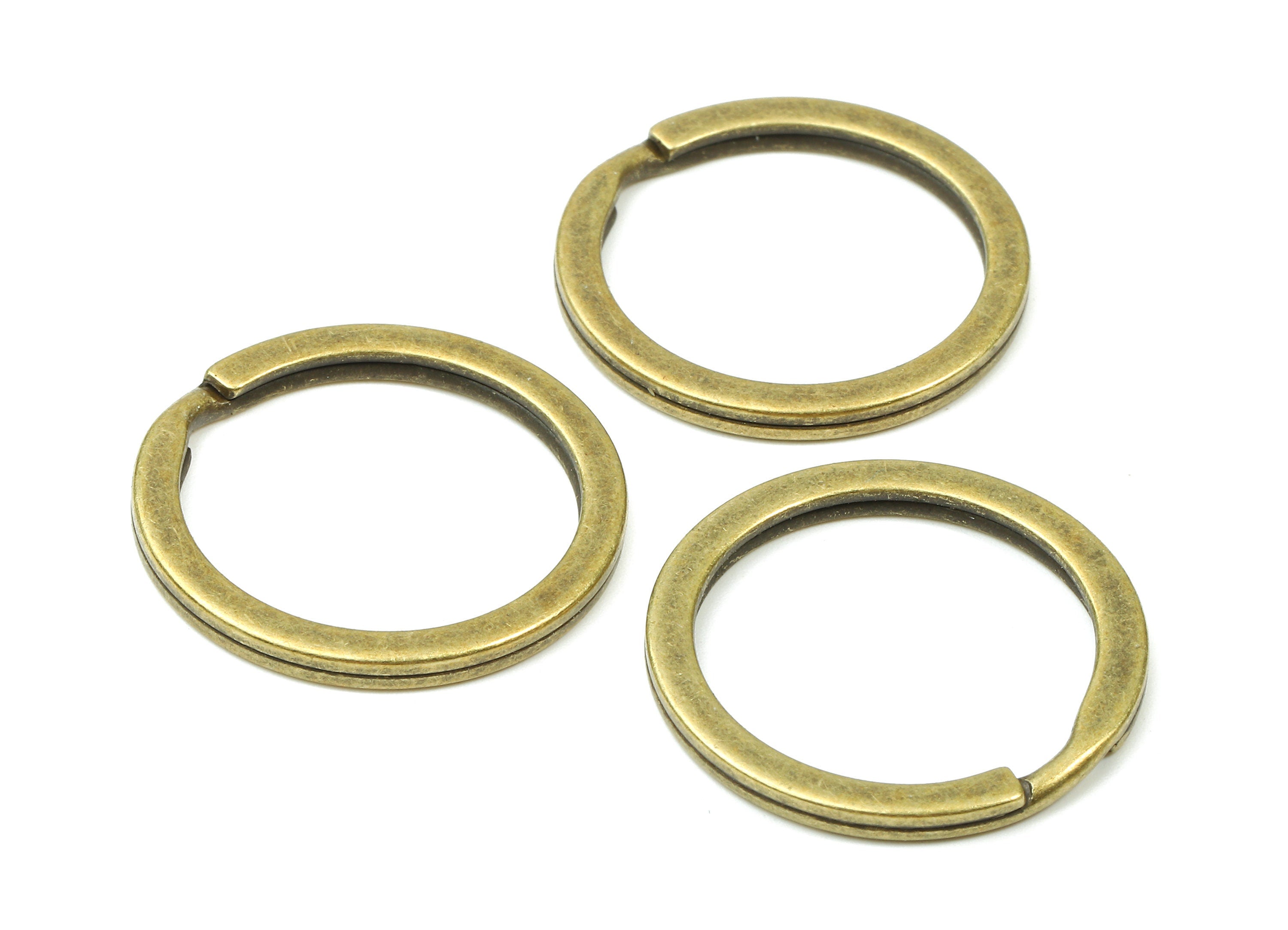 Antique Bronze Metal Key Rings - Flat Split Rings - Circle Key Rings - Keychain Connectors - Jewelry Supplies - 25.01x25.01x1.8mm - PP2857AB - DOMEDBAZAAR