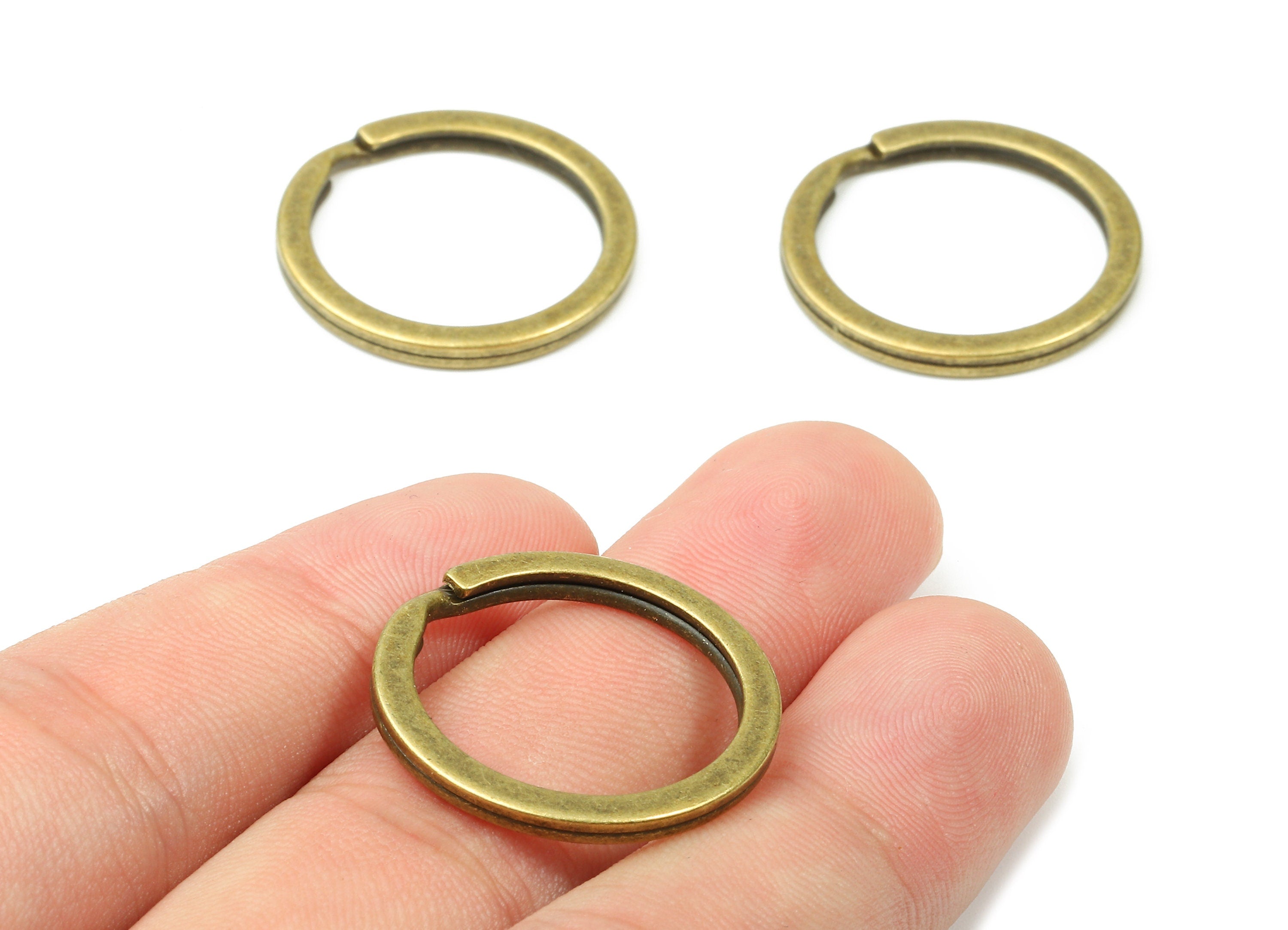 Antique Bronze Metal Key Rings - Flat Split Rings - Circle Key Rings - Keychain Connectors - Jewelry Supplies - 25.01x25.01x1.8mm - PP2857AB - DOMEDBAZAAR