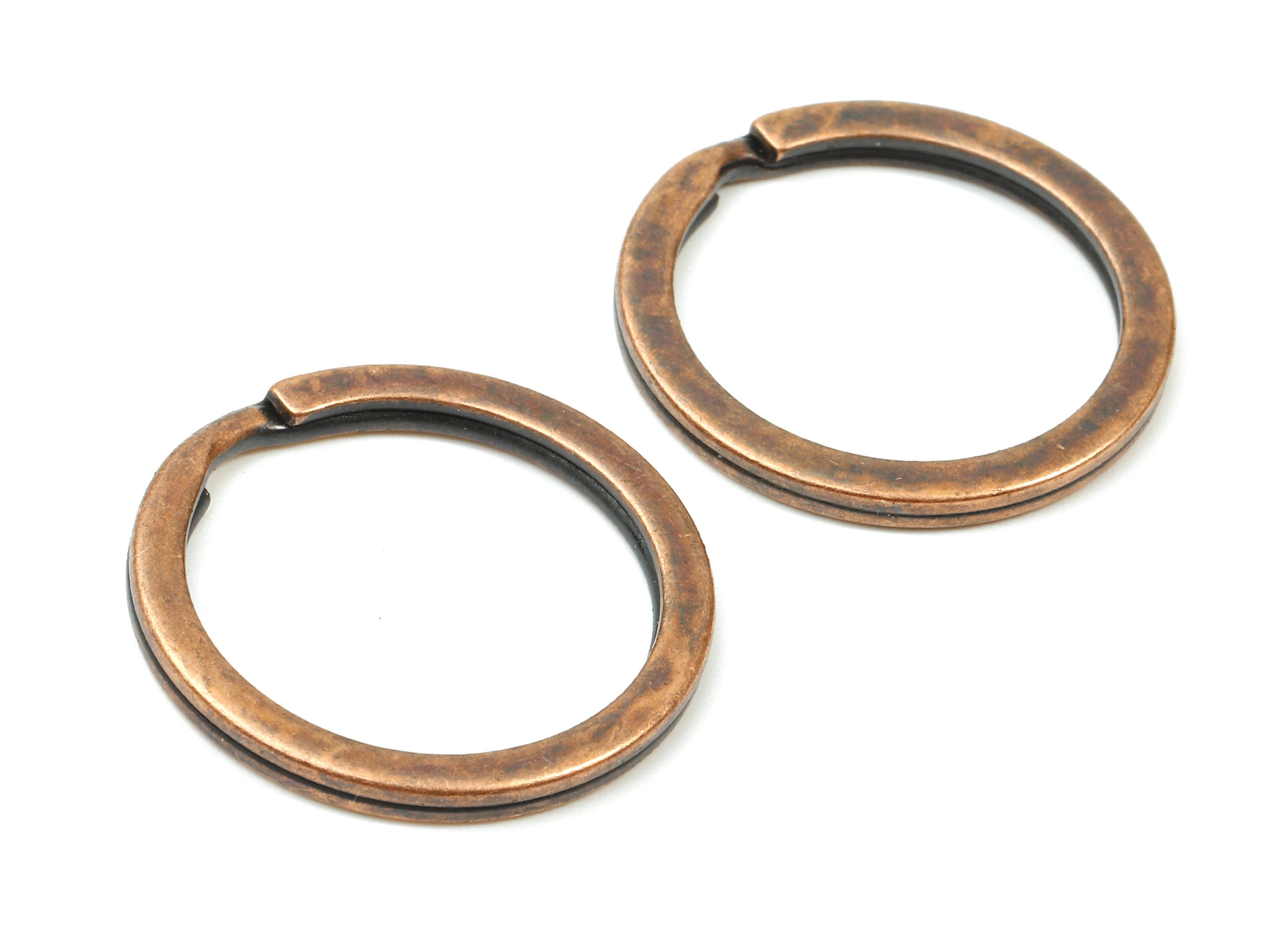 Antique Copper Metal Key Rings - Flat Split Rings - Circle Key Rings - Keychain Connectors - Jewelry Supplies - 25.01x25.01x1.8mm - PP2857AC - DOMEDBAZAAR