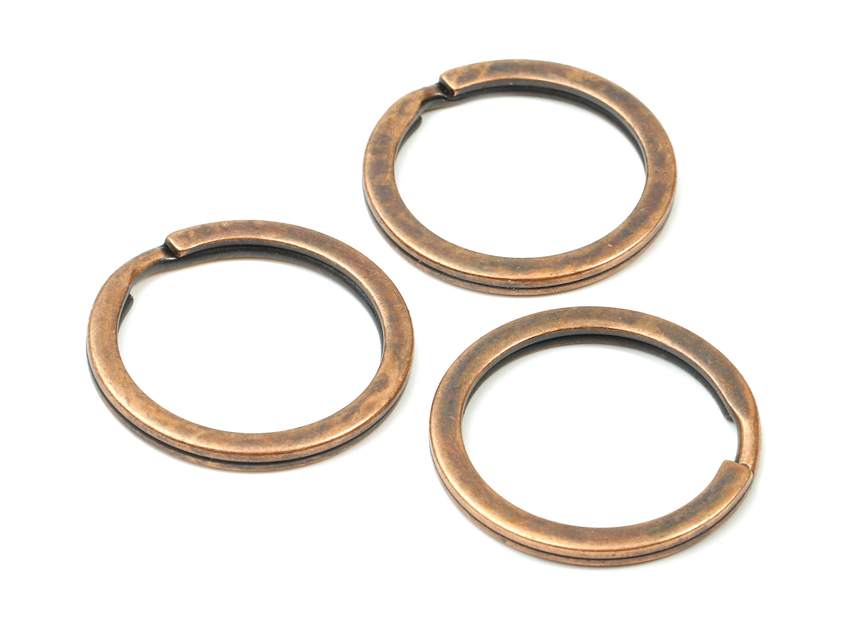 Antique Copper Metal Key Rings - Flat Split Rings - Circle Key Rings - Keychain Connectors - Jewelry Supplies - 25.01x25.01x1.8mm - PP2857AC - DOMEDBAZAAR