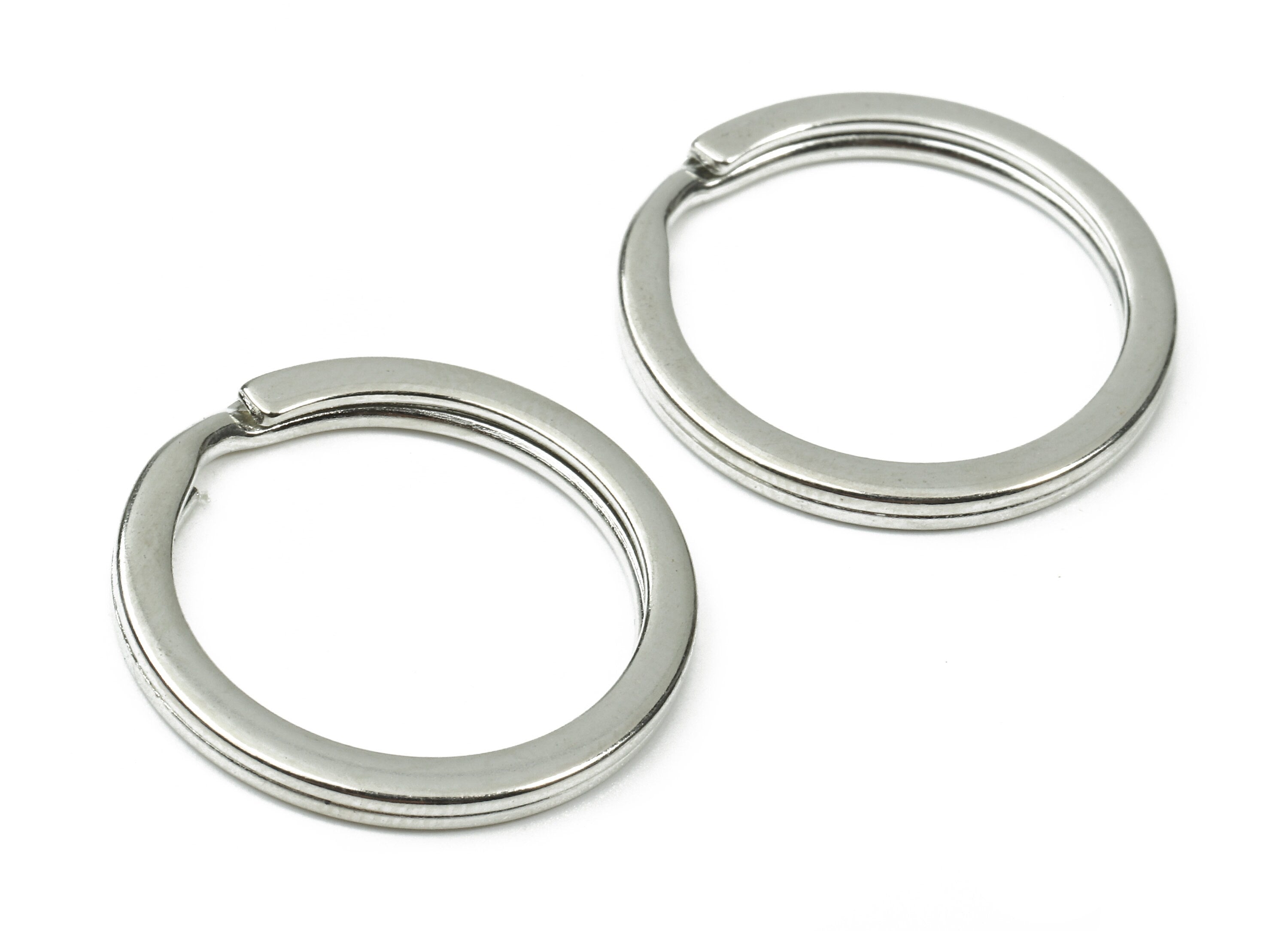 Silver Plated Metal Key Rings - Flat Split Rings - Circle Key Rings - Keychain Connectors - Jewelry Supplies - 25.01x25.01x1.8mm - PP2857S - DOMEDBAZAAR