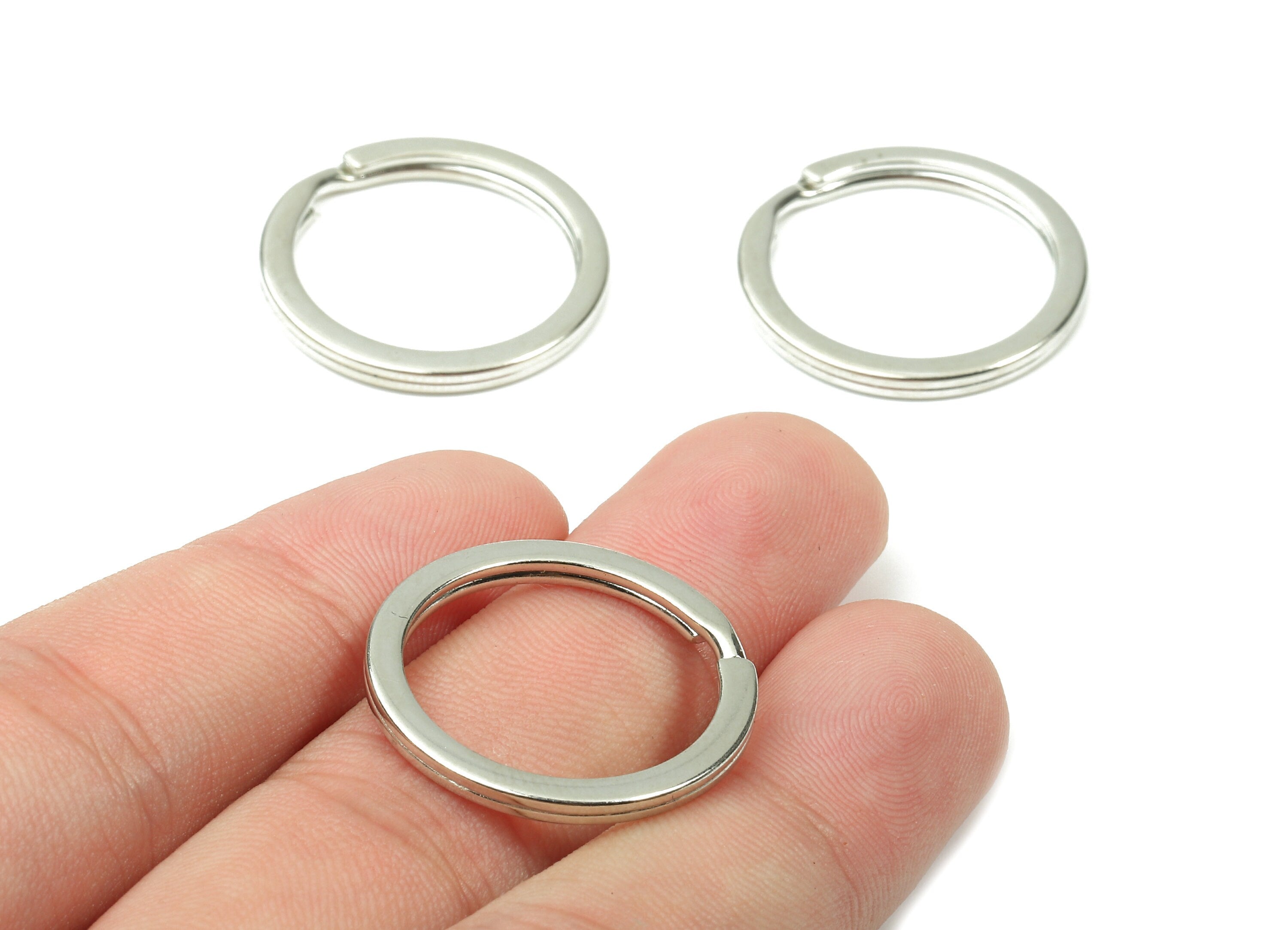 Silver Plated Metal Key Rings - Flat Split Rings - Circle Key Rings - Keychain Connectors - Jewelry Supplies - 25.01x25.01x1.8mm - PP2857S - DOMEDBAZAAR
