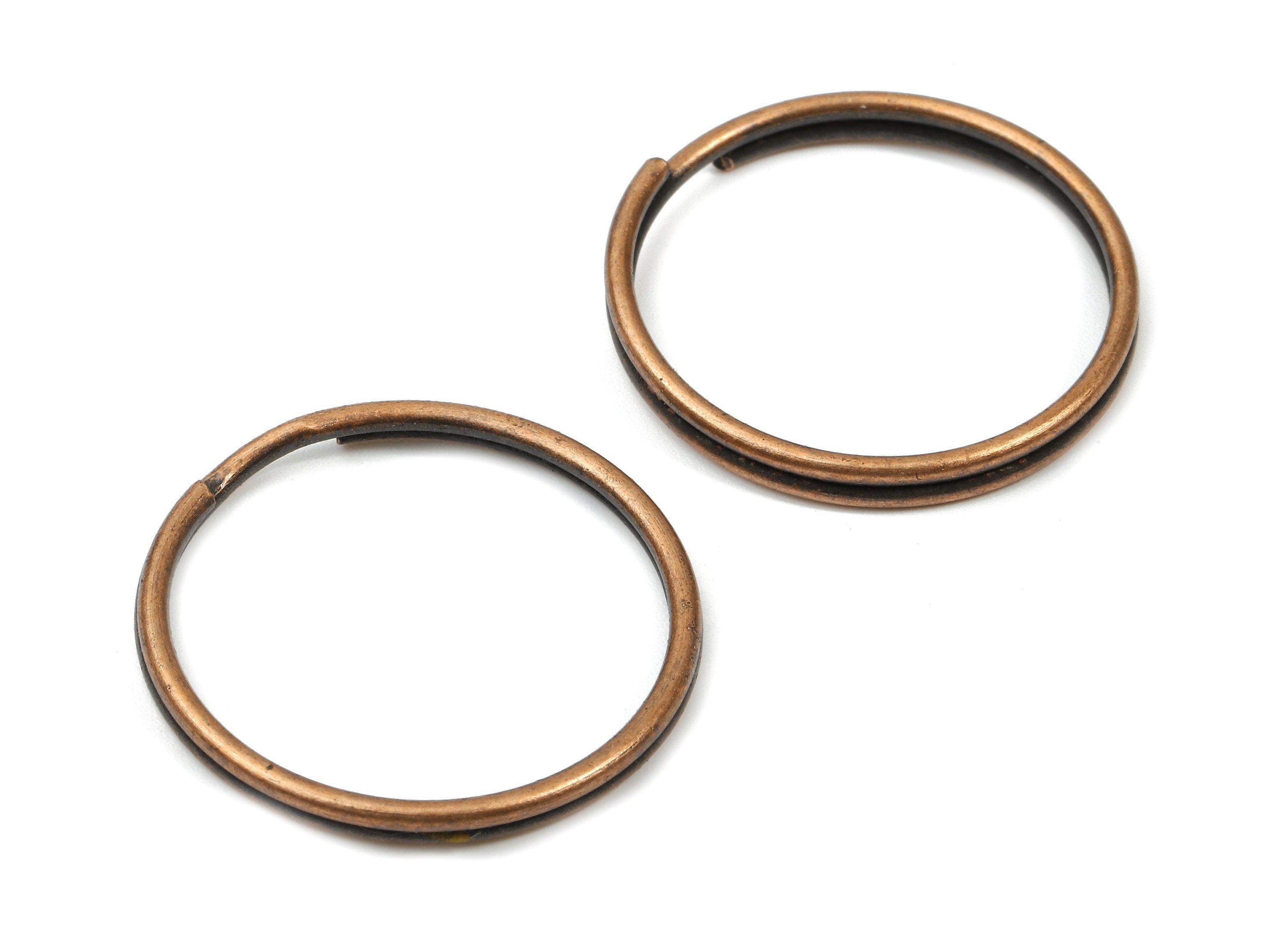 Antique Copper Metal Key Rings - Split Rings - Circle Key Rings - Keychain Connectors - Key Ring Findings - 27.62x27.62x1.5mm - PP2852AC - DOMEDBAZAAR