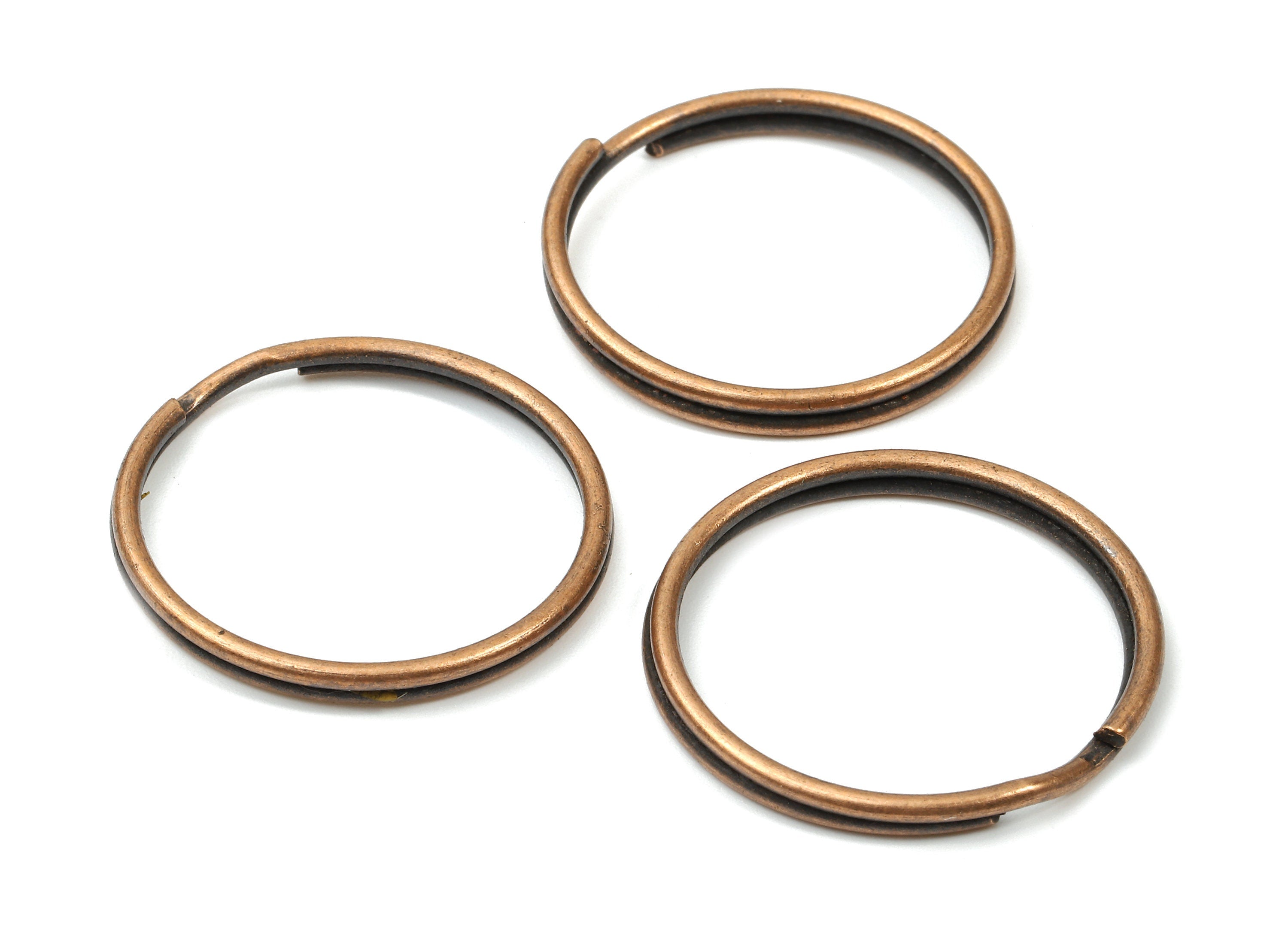 Antique Copper Metal Key Rings - Split Rings - Circle Key Rings - Keychain Connectors - Key Ring Findings - 27.62x27.62x1.5mm - PP2852AC - DOMEDBAZAAR