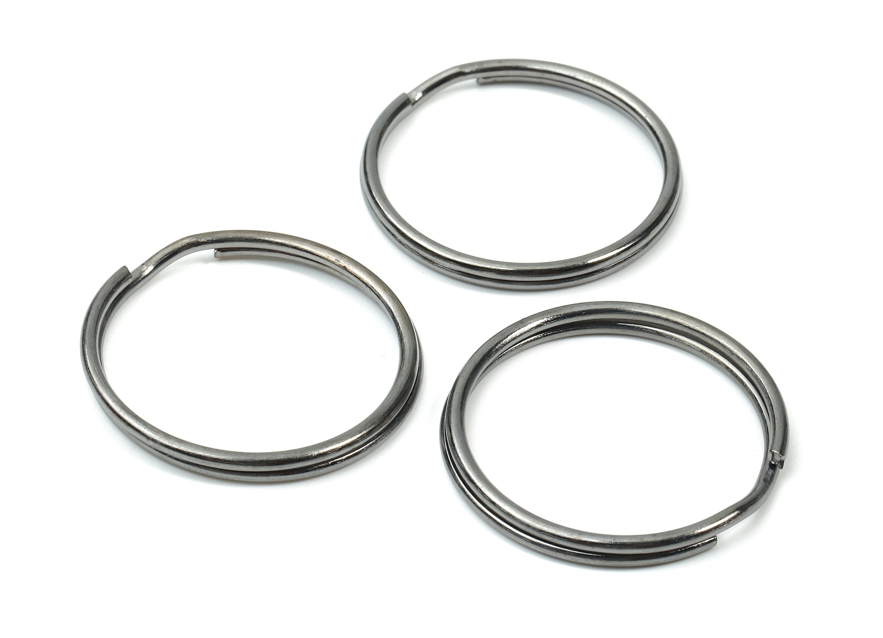 Gunmetal Metal Key Rings - Split Rings - Circle Key Rings - Keychain Connectors - Key Ring Findings - 27.62x27.62x1.5mm - PP2852GM - DOMEDBAZAAR