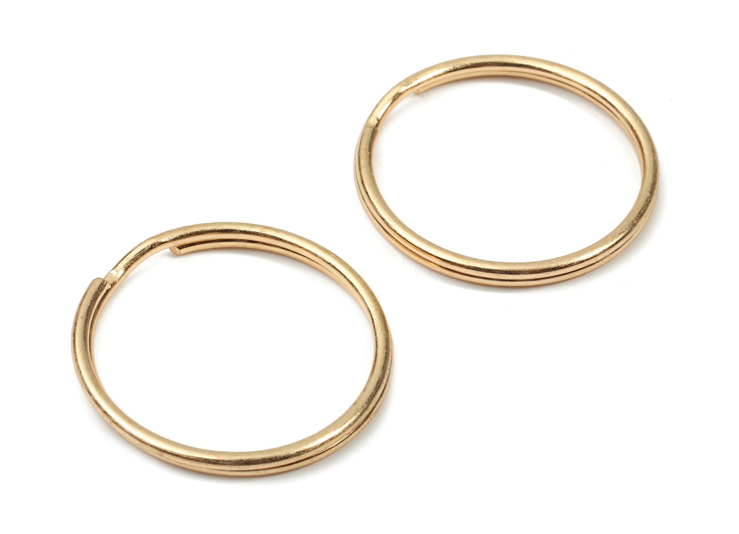 KC Gold Tone Metal Key Rings - Split Rings - Circle Key Rings - Keychain Connectors - Key Ring Findings - 27.62x27.62x1.5mm - PP2852KC - DOMEDBAZAAR