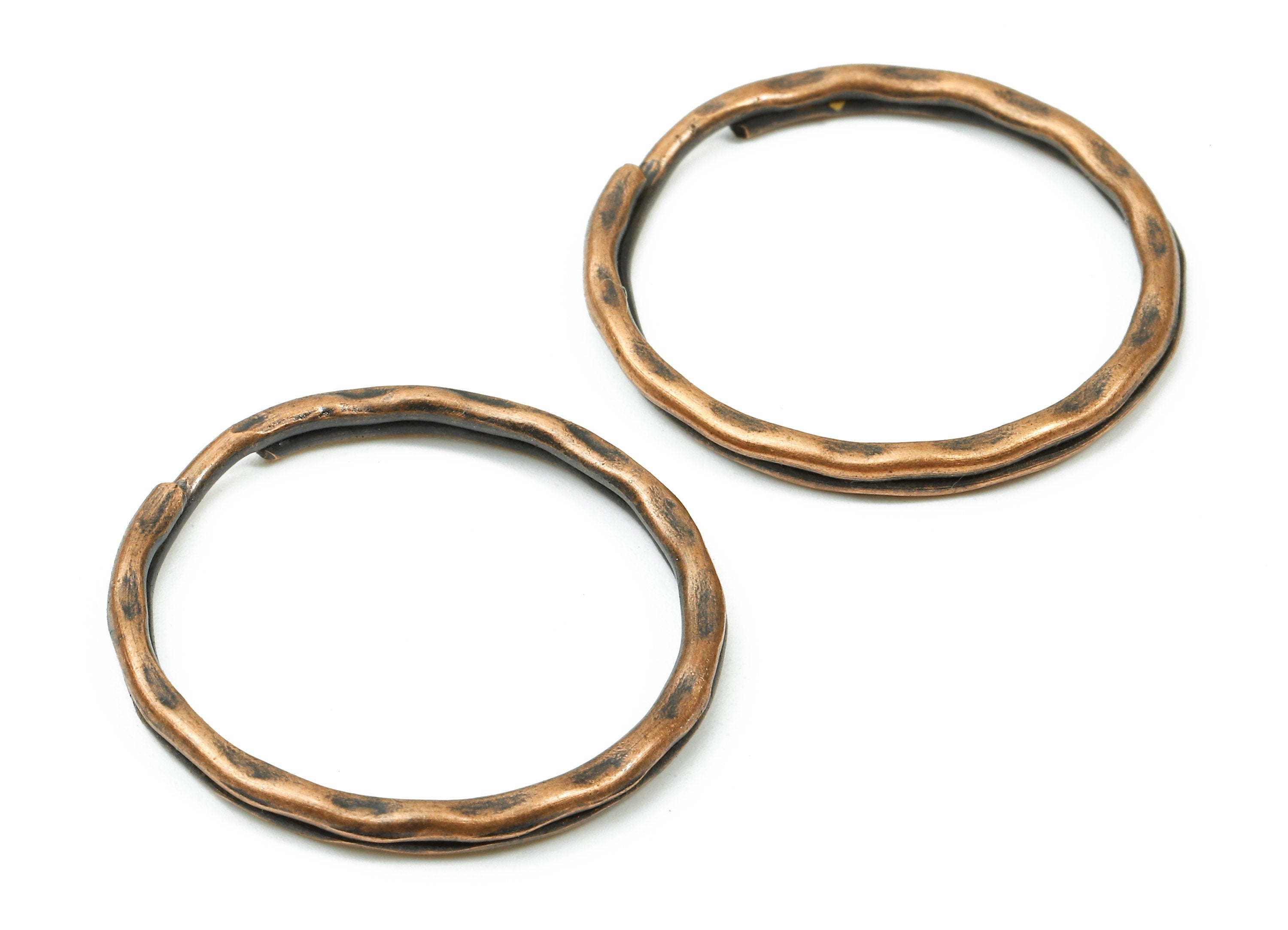 Antique Copper Metal Key Rings - Split Rings - Circle Key Rings - Keychain Connectors - Key Ring Findings - 27.64x27.64x1.5mm - PP2855AC - DOMEDBAZAAR