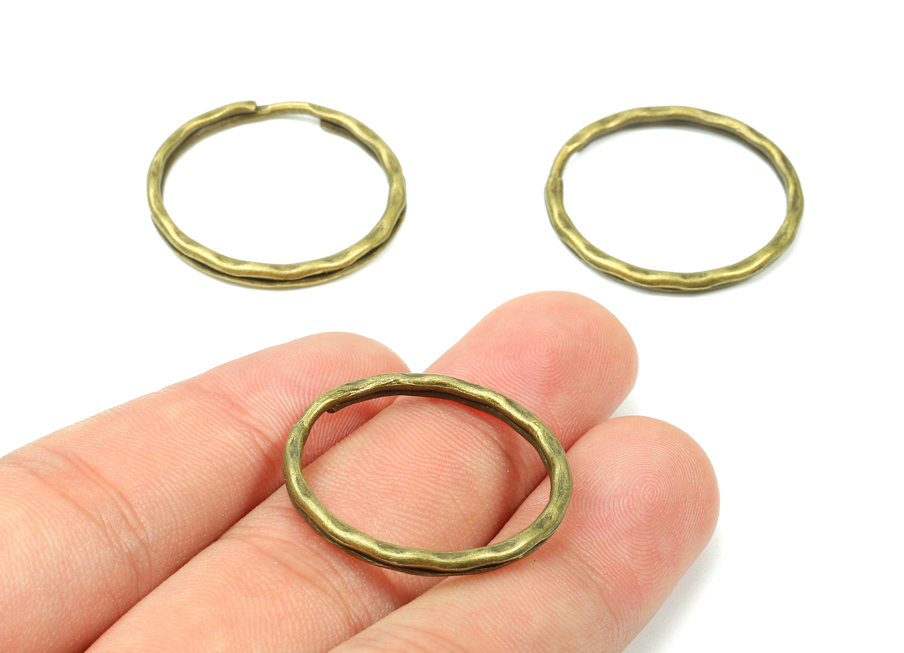 Antique Bronze Metal Key Rings - Split Rings - Circle Key Rings - Keychain Connectors - Key Ring Findings - 27.64x27.64x1.5mm - PP2855AB - DOMEDBAZAAR
