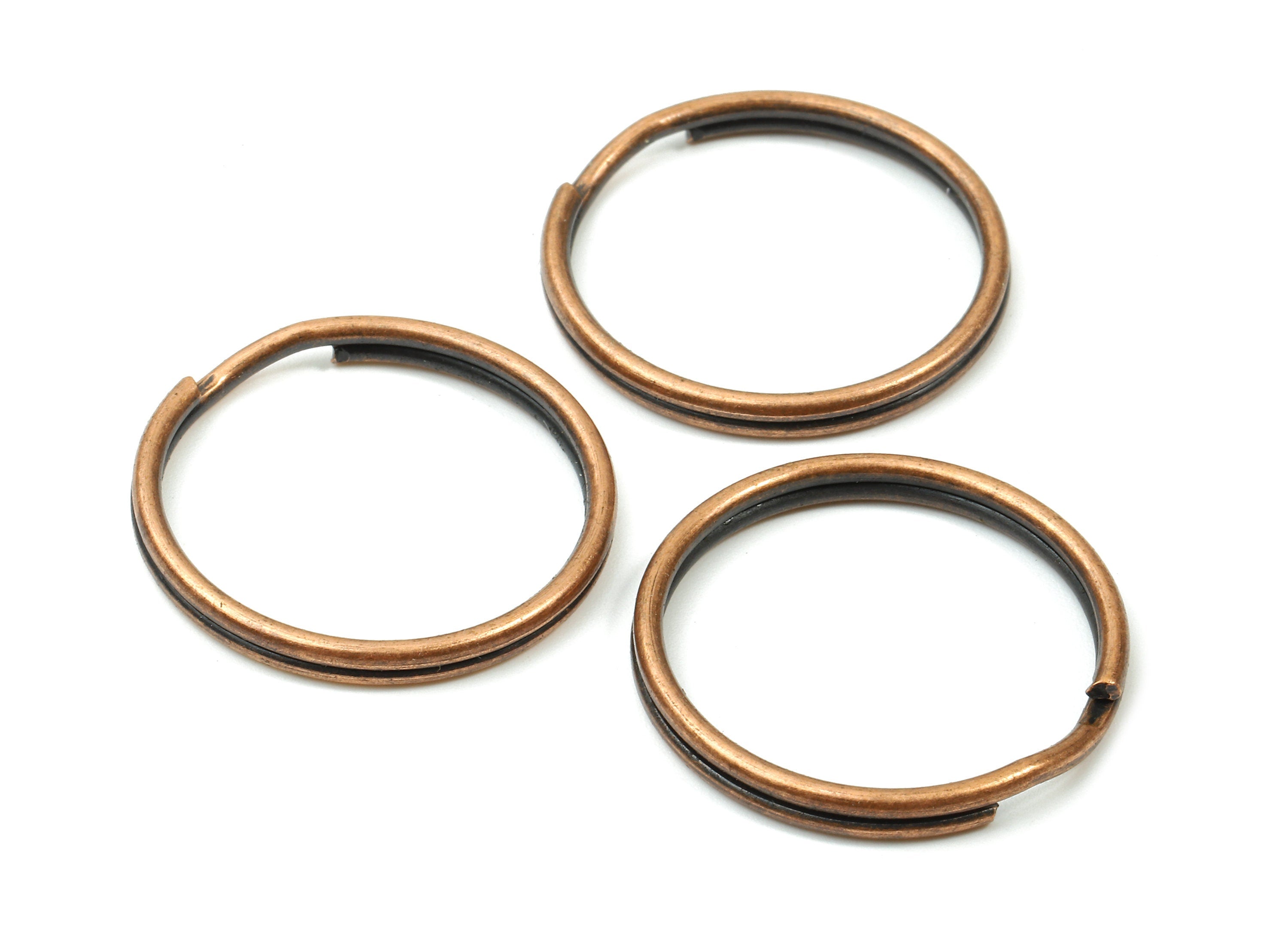 Antique Copper Metal Key Rings - Split Rings - Circle Key Rings - Keychain Connectors - Key Ring Findings - 24.59x24.59x1.5mm - PP2851AC - DOMEDBAZAAR