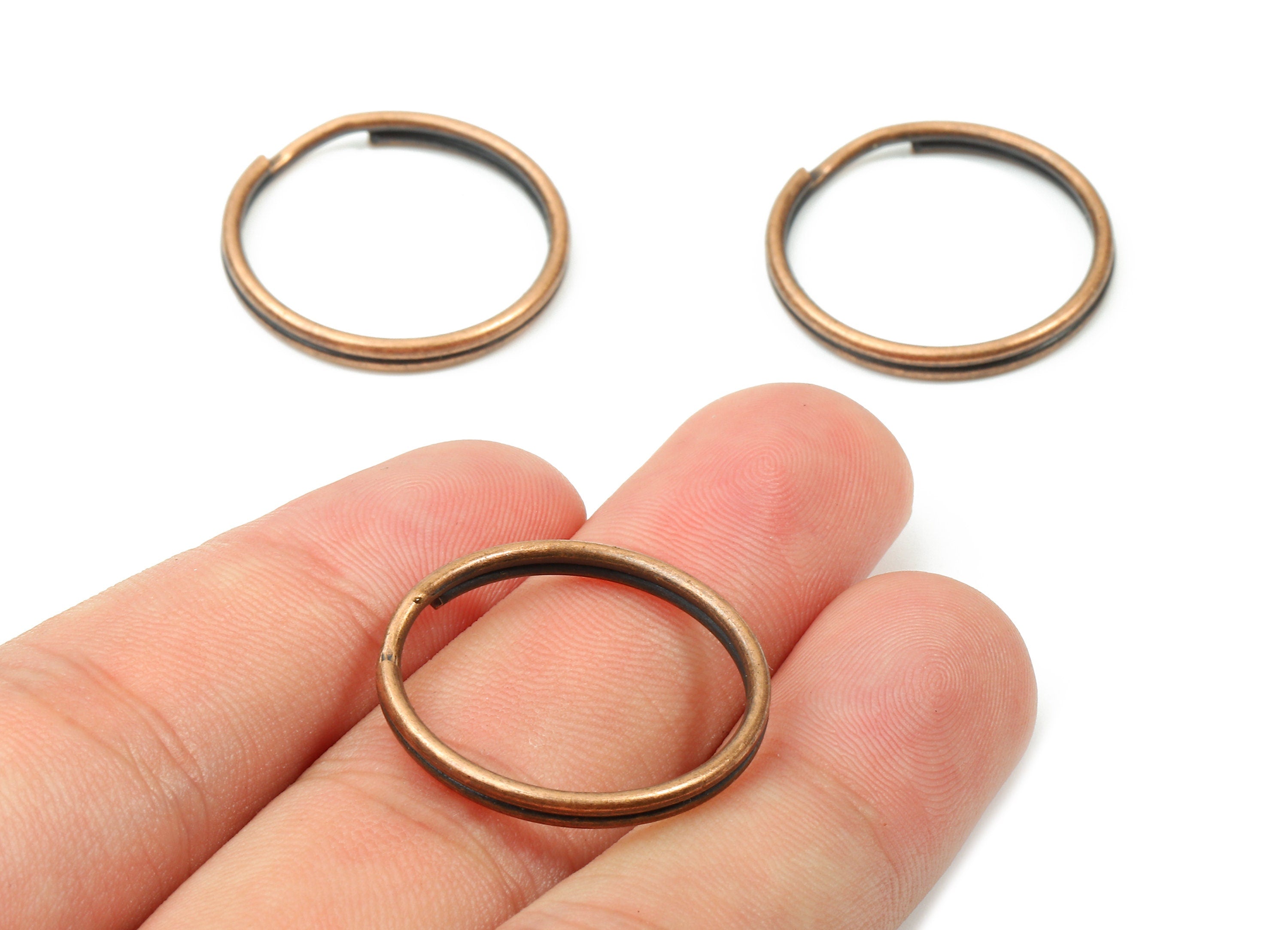 Antique Copper Metal Key Rings - Split Rings - Circle Key Rings - Keychain Connectors - Key Ring Findings - 24.59x24.59x1.5mm - PP2851AC - DOMEDBAZAAR