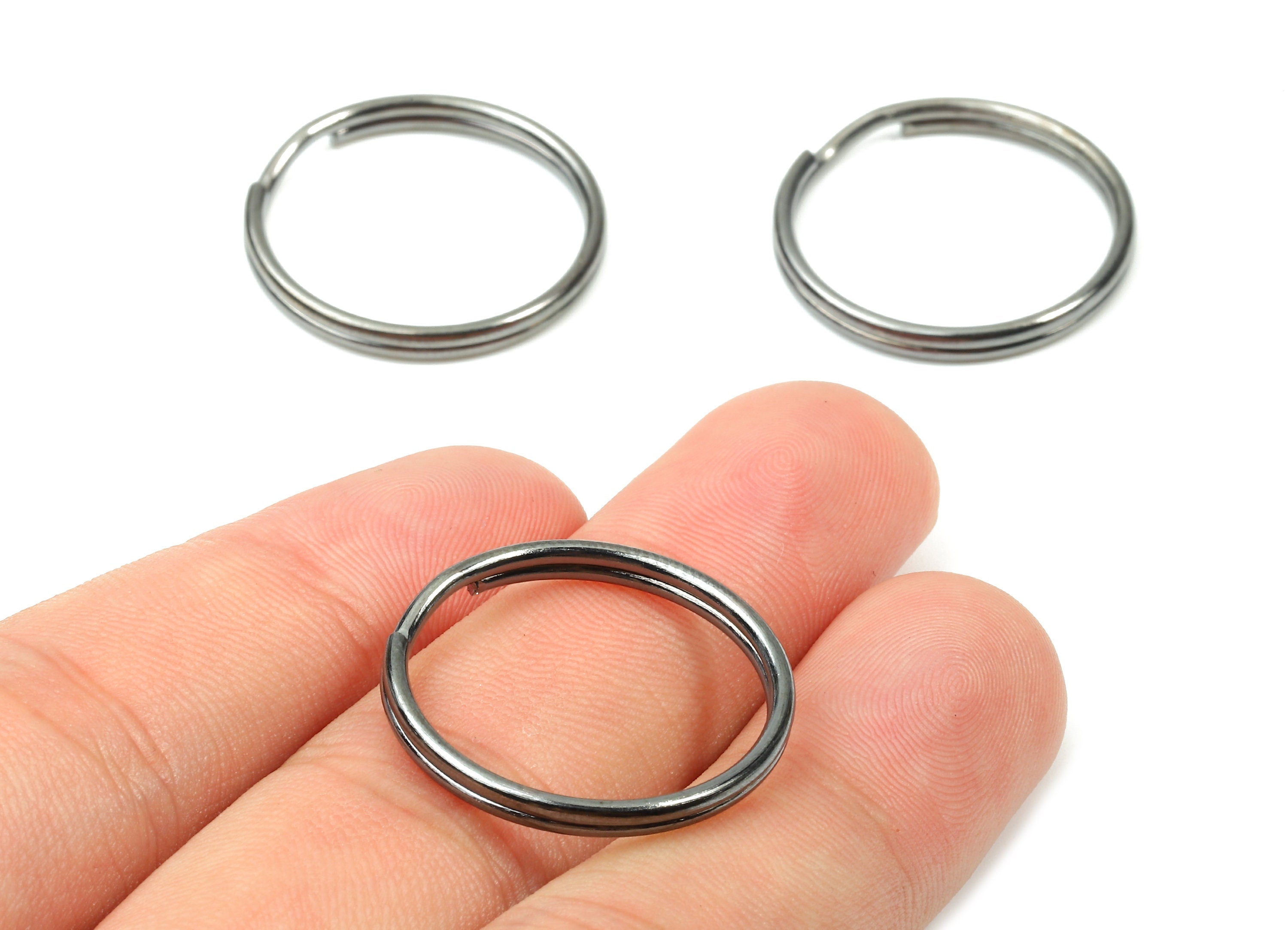 Gunmetal Metal Key Rings - Split Rings - Circle Key Rings - Keychain Connectors - Key Ring Findings - 24.59x24.59x1.5mm - PP2851GM - DOMEDBAZAAR