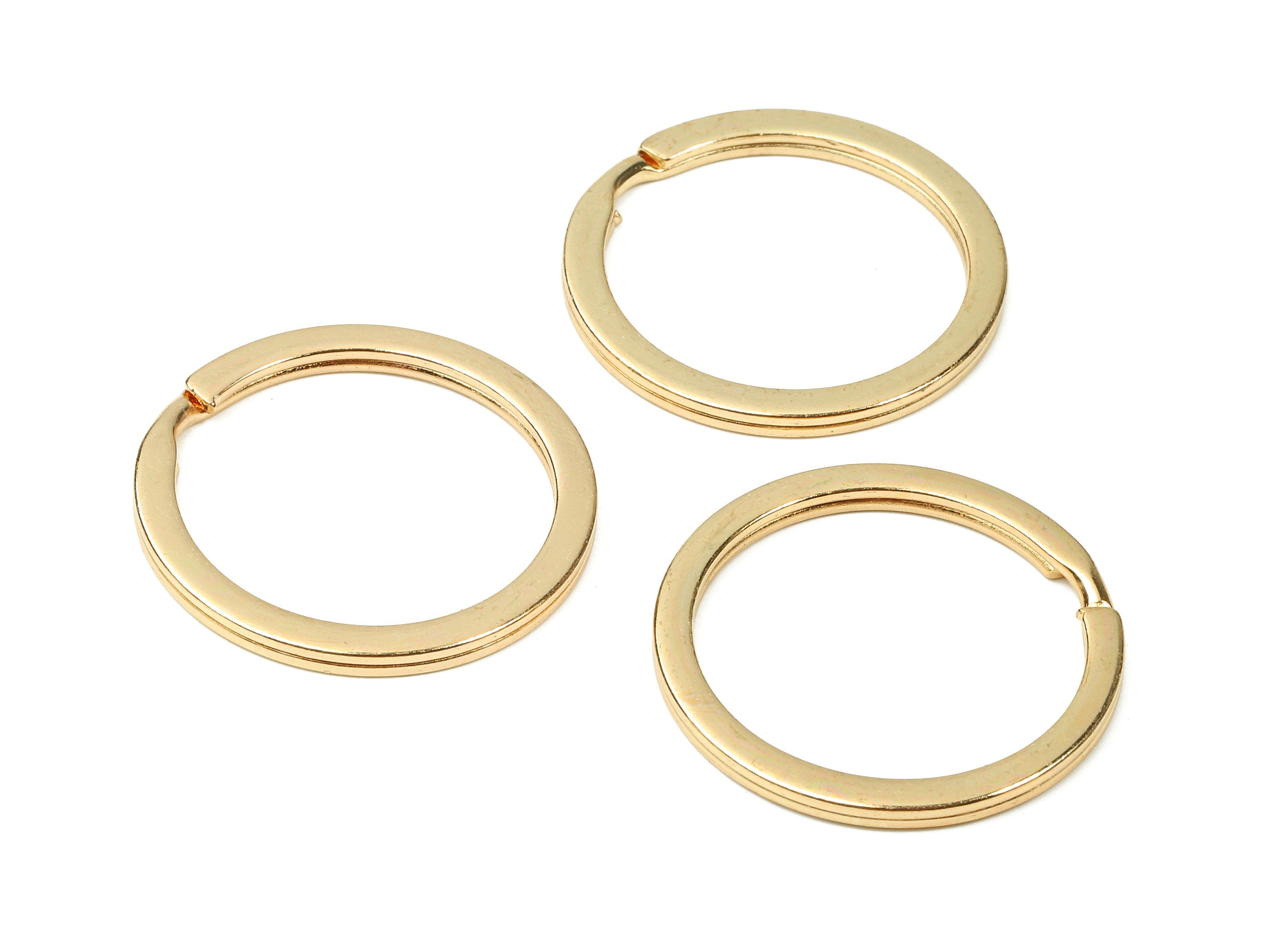 KC Gold Tone Metal Key Rings - Falt Split Rings - Circle Key Rings - Keychain Connectors - Key Ring Findings - 29.8x29.8x2mm - PP2859KC - DOMEDBAZAAR