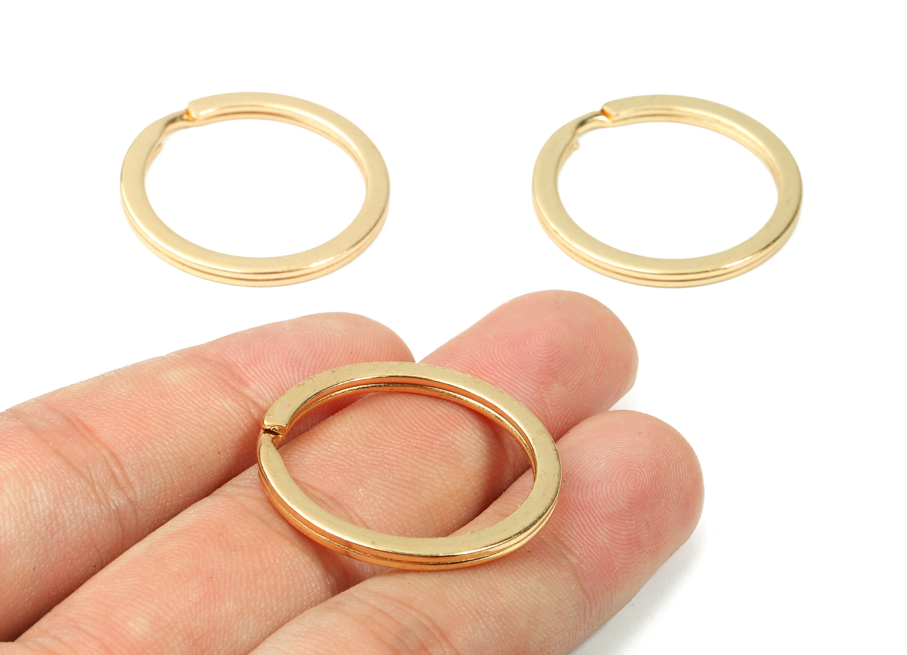 KC Gold Tone Metal Key Rings - Falt Split Rings - Circle Key Rings - Keychain Connectors - Key Ring Findings - 29.8x29.8x2mm - PP2859KC - DOMEDBAZAAR