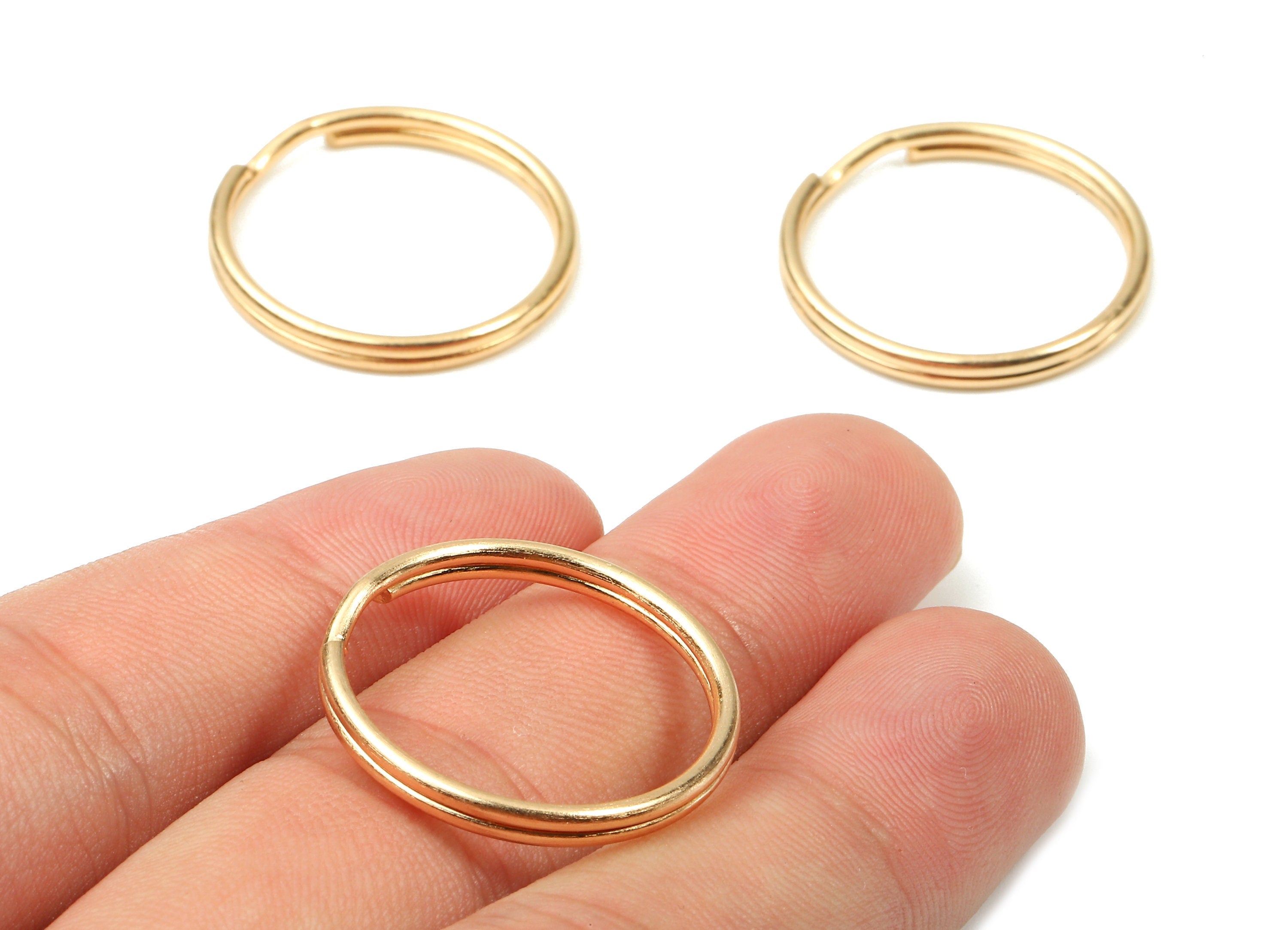 KC Gold Tone Metal Key Rings - Split Rings - Circle Key Rings - Keychain Connectors - Key Ring Findings - 24.59x24.59x1.5mm - PP2851KC - DOMEDBAZAAR