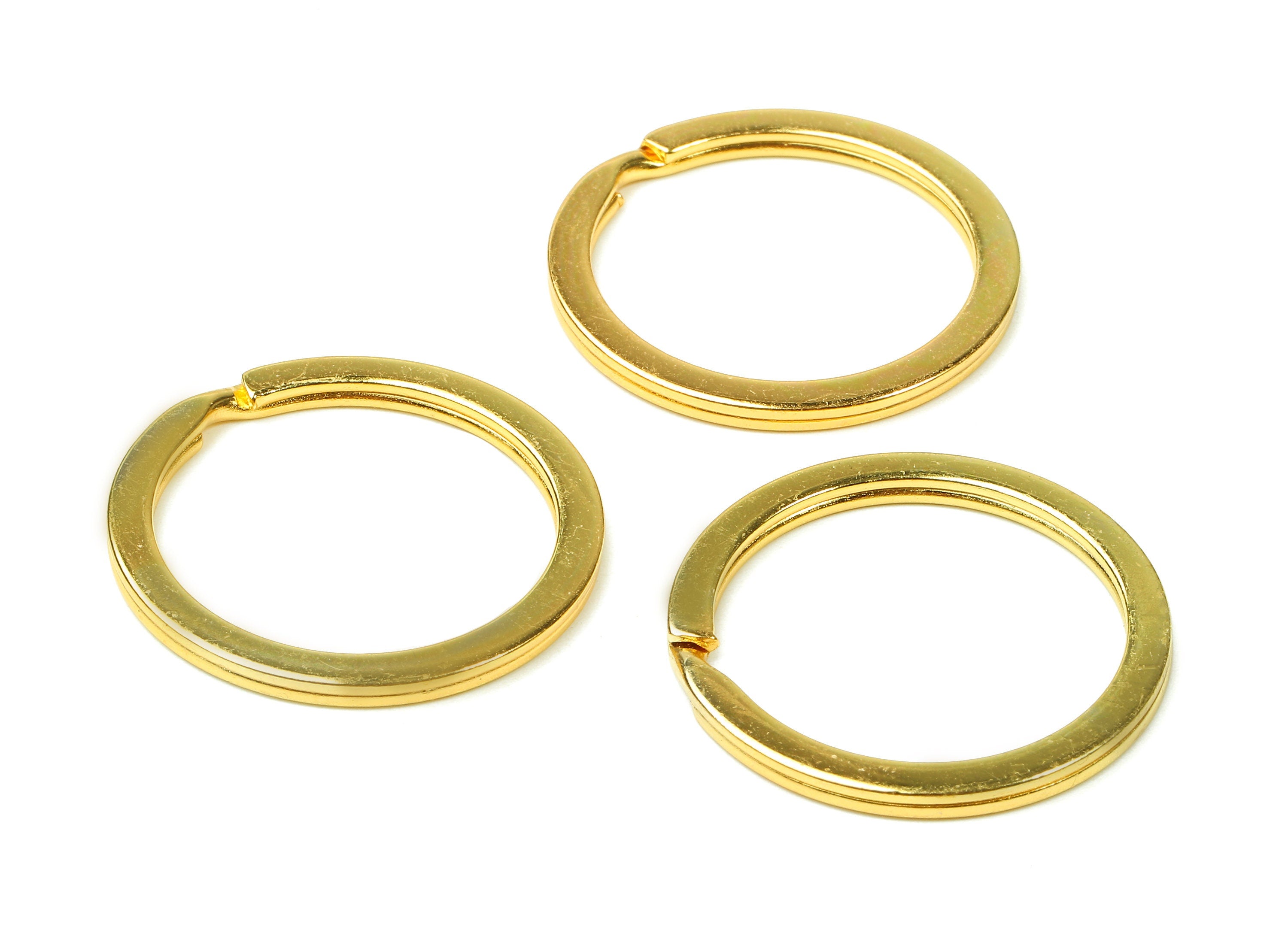 Gold Tone Metal Key Rings - Falt Split Rings - Circle Key Rings - Keychain Connectors - Key Ring Findings - 29.8x29.8x2mm - PP2859G - DOMEDBAZAAR