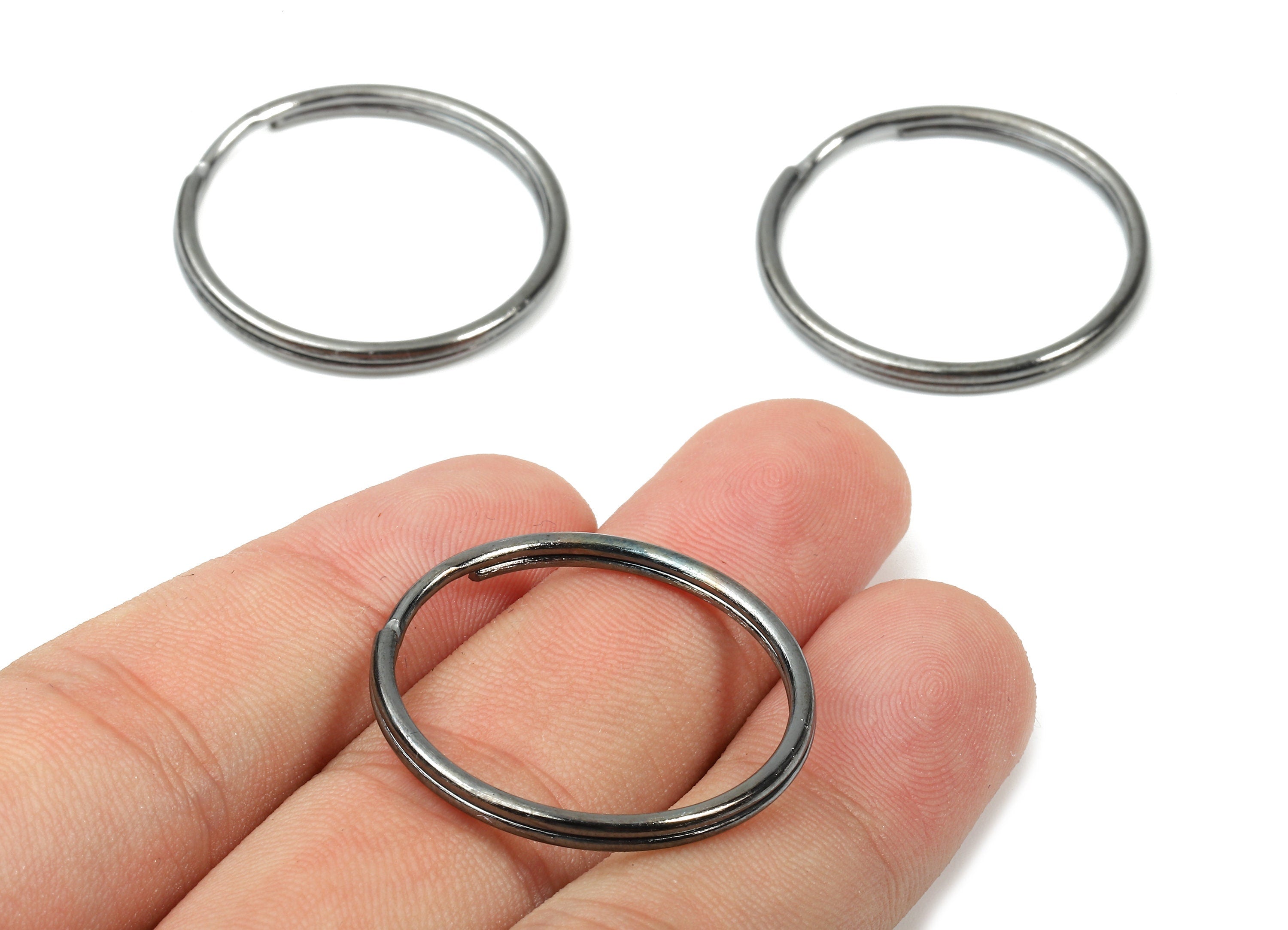 Gunmetal Metal Key Rings - Split Rings - Circle Key Rings - Keychain Connectors - Key Ring Findings - 29.37x29.37x1.73mm - PP2853GM - DOMEDBAZAAR