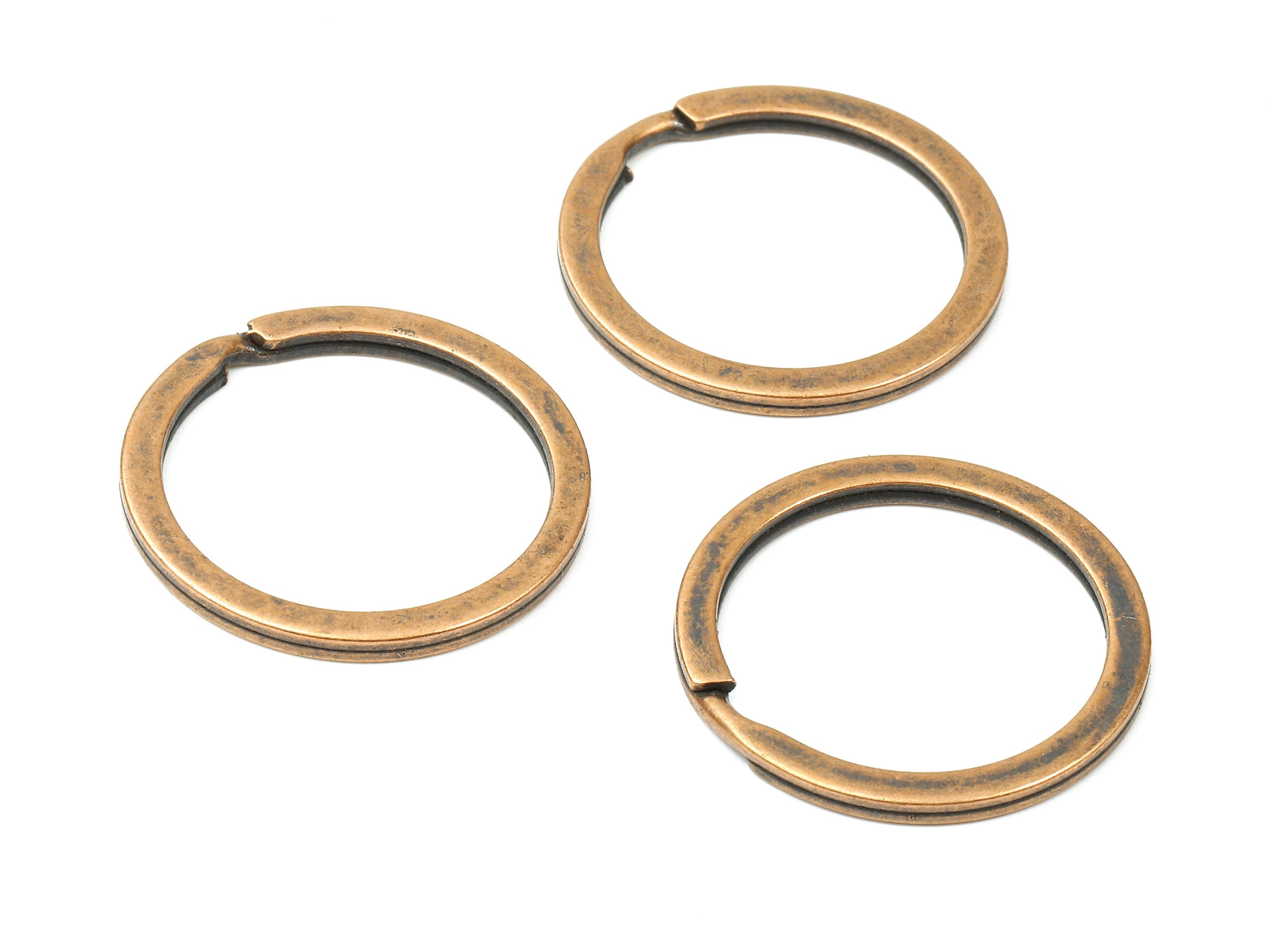 Antique Copper Metal Key Rings - Falt Split Rings - Circle Key Rings - Keychain Connectors - Key Ring Findings - 29.8x29.8x2mm - PP2859AC - DOMEDBAZAAR