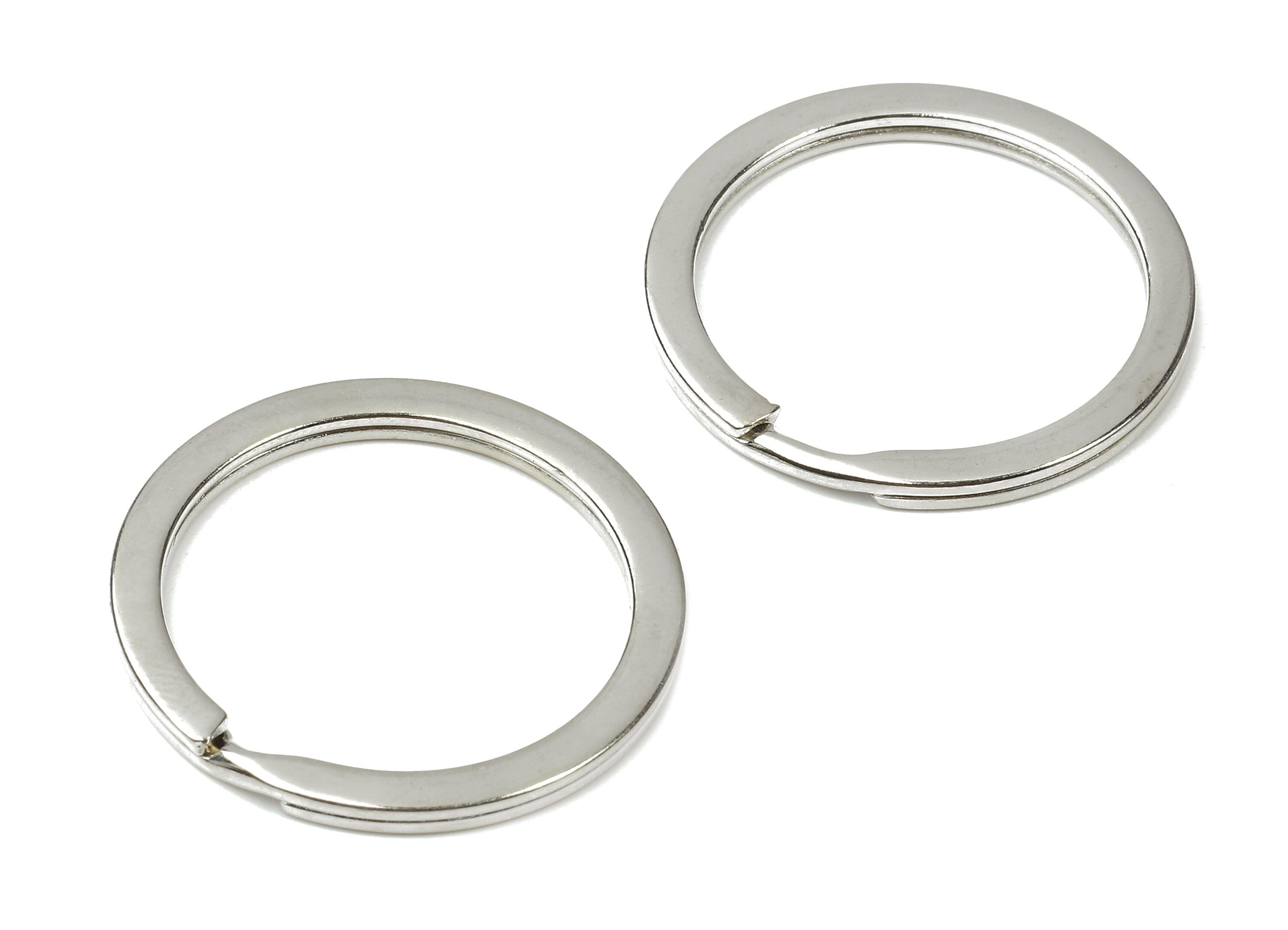 Silver Tone Metal Key Rings - Falt Split Rings - Circle Key Rings - Keychain Connectors - Key Ring Findings - 29.8x29.8x2mm - PP2859S - DOMEDBAZAAR