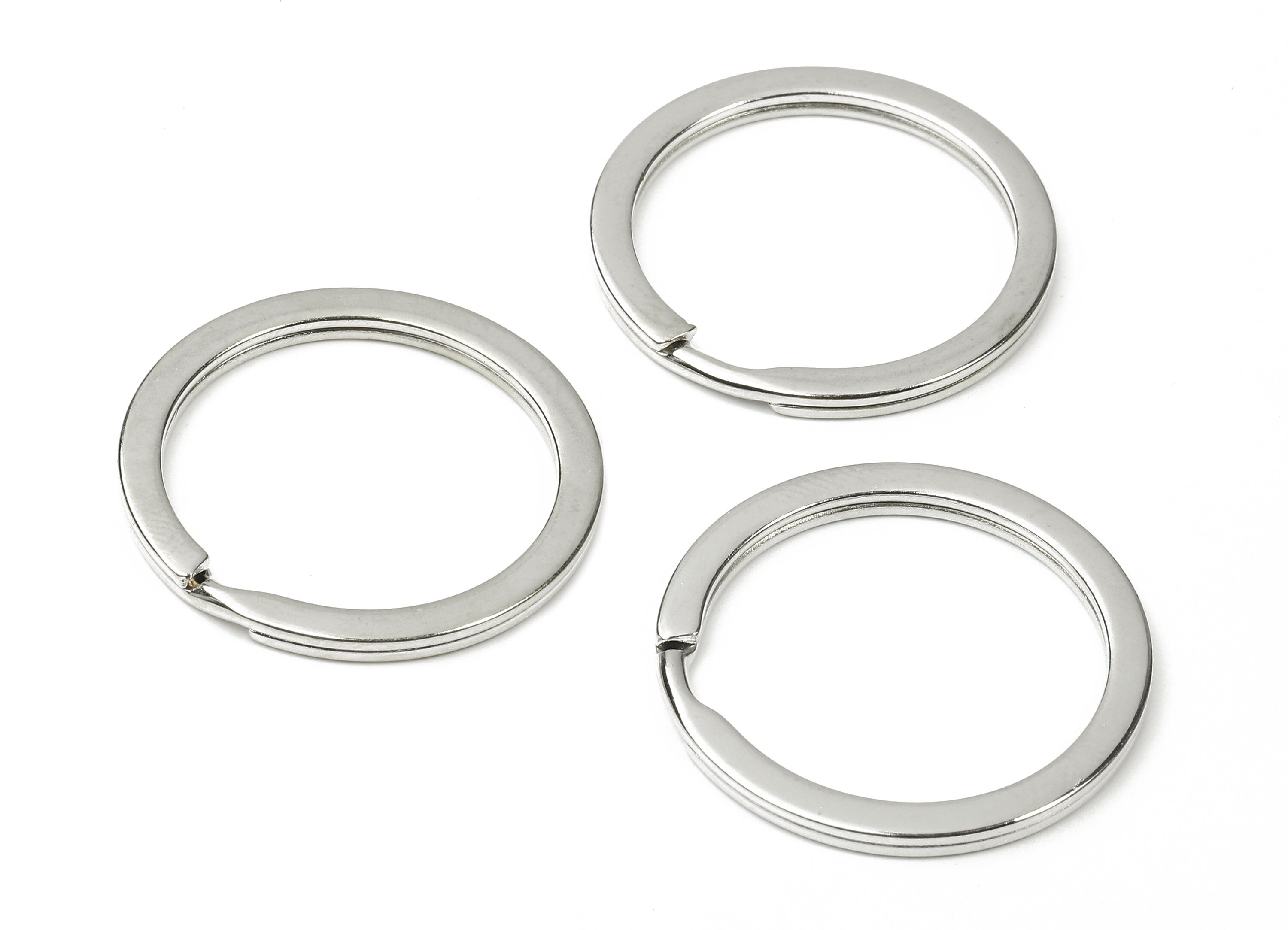 Silver Tone Metal Key Rings - Falt Split Rings - Circle Key Rings - Keychain Connectors - Key Ring Findings - 29.8x29.8x2mm - PP2859S - DOMEDBAZAAR