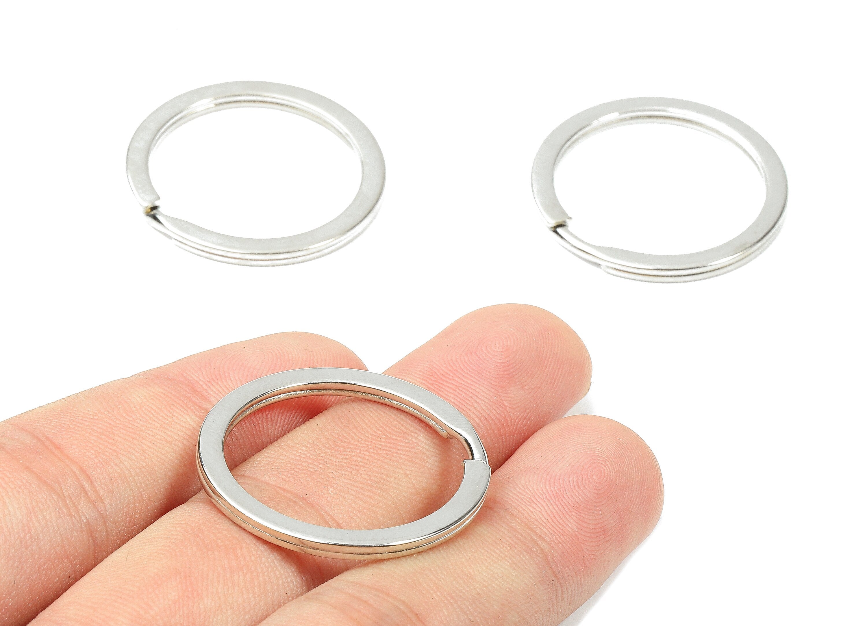 Silver Tone Metal Key Rings - Falt Split Rings - Circle Key Rings - Keychain Connectors - Key Ring Findings - 29.8x29.8x2mm - PP2859S - DOMEDBAZAAR