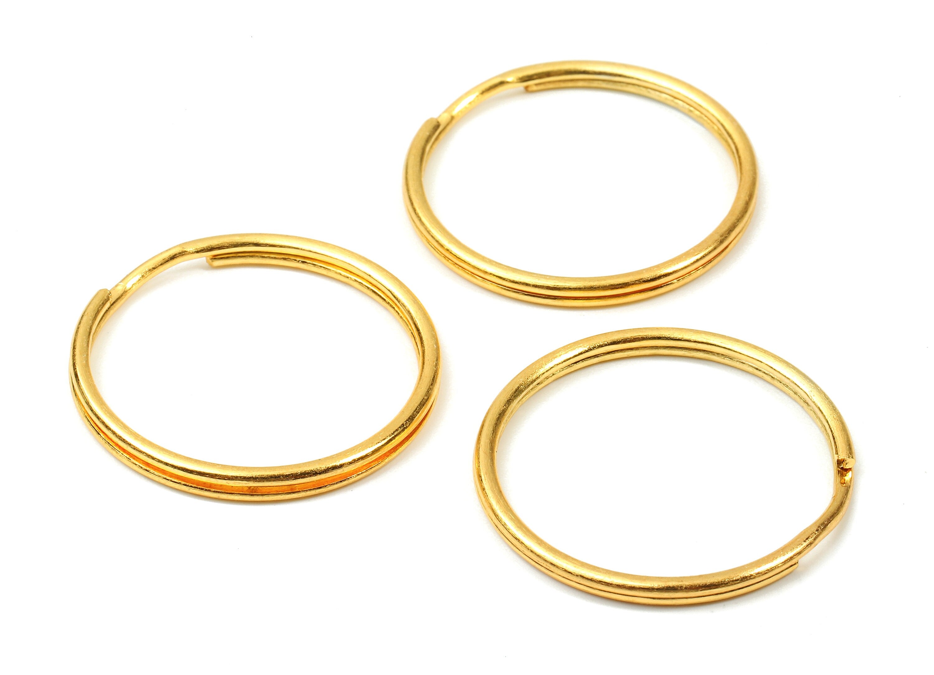 Gold Tone Metal Key Rings - Split Rings - Circle Key Rings - Keychain Connectors - Key Ring Findings - 29.37x29.37x1.73mm - PP2853G - DOMEDBAZAAR