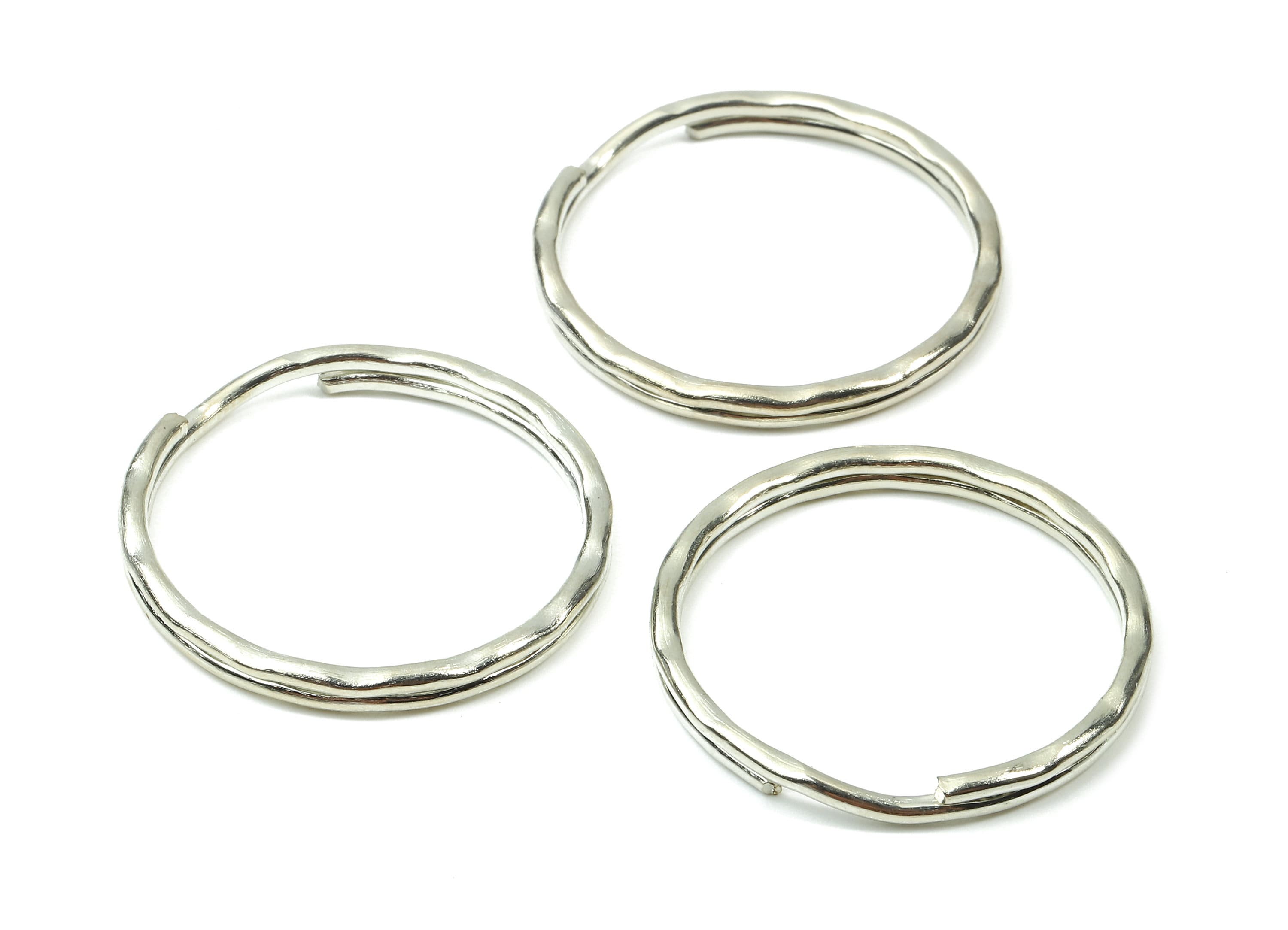 Silver Tone Metal Key Rings - Split Rings - Circle Key Rings - Keychain Connectors - Key Ring Findings - 30.36x30.36x1.7mm - PP2856S - DOMEDBAZAAR