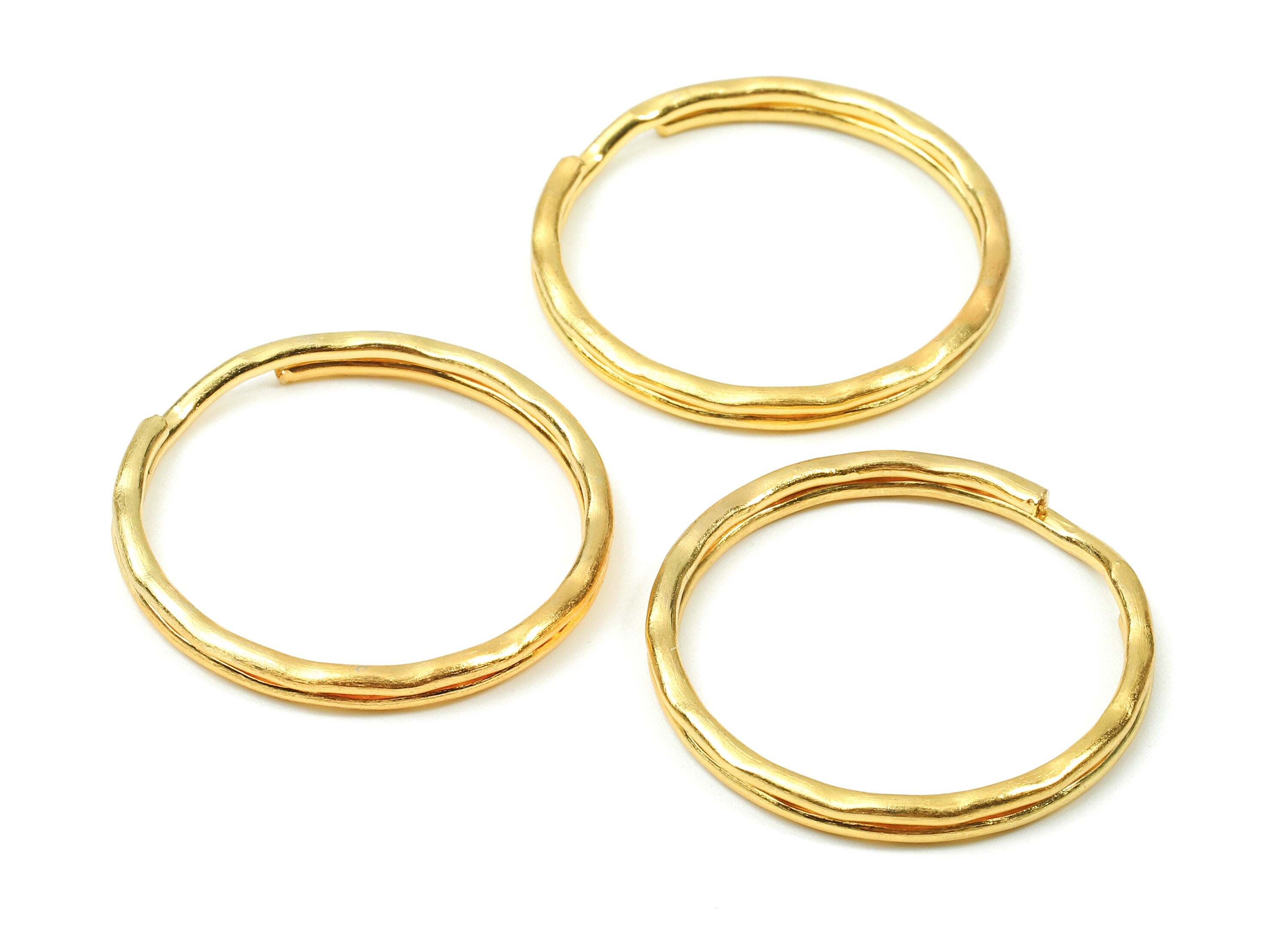 Gold Tone Metal Key Rings - Split Rings - Circle Key Rings - Keychain Connectors - Key Ring Findings - 30.36x30.36x1.7mm - PP2856G - DOMEDBAZAAR