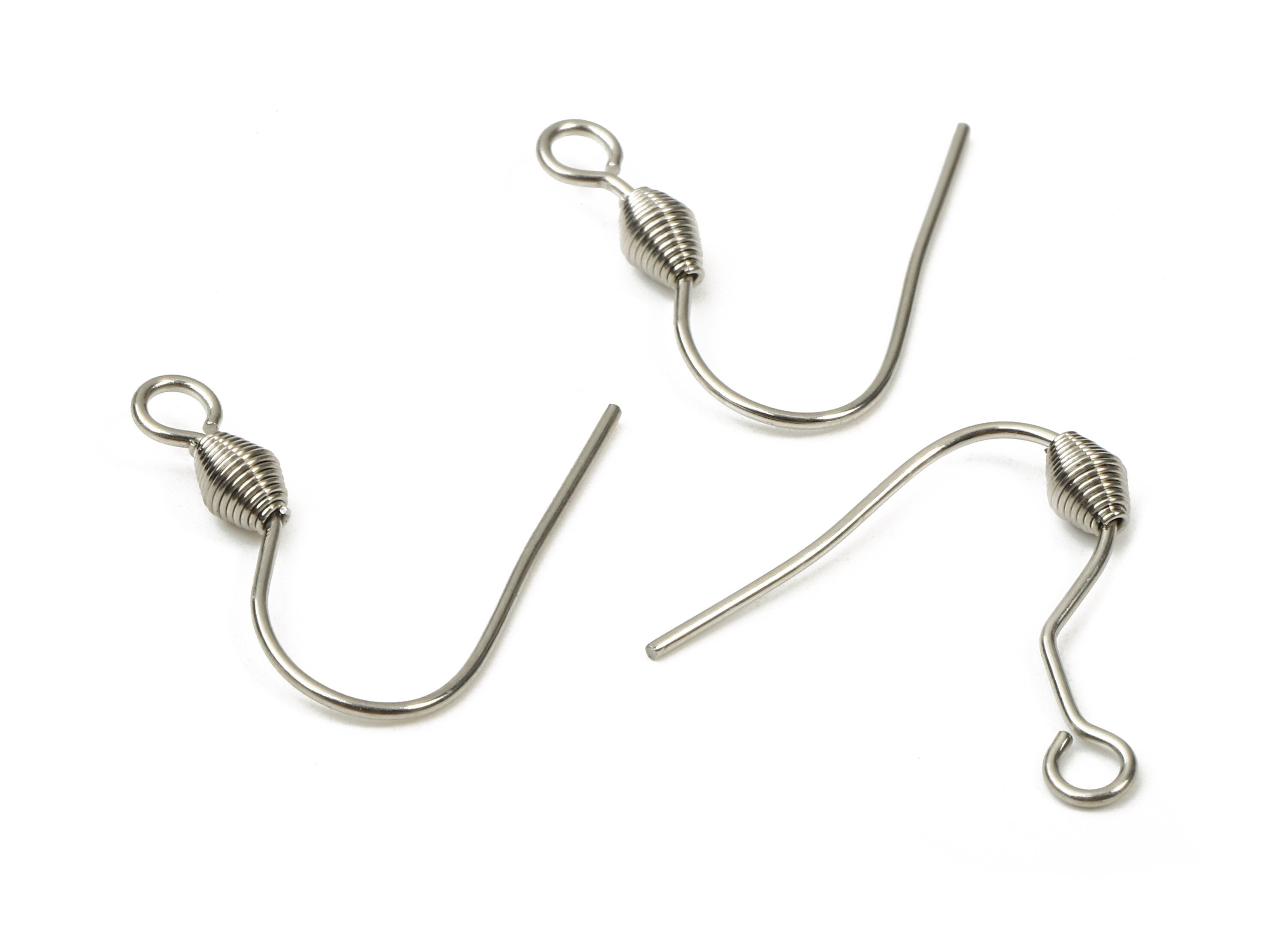 Brass Earring Hook - Brass Earring Wires - Silver Tone Plated - Earring Findings - Jewelry Supplies - 19.82x18.67x3.19mm - PP2824 - DOMEDBAZAAR