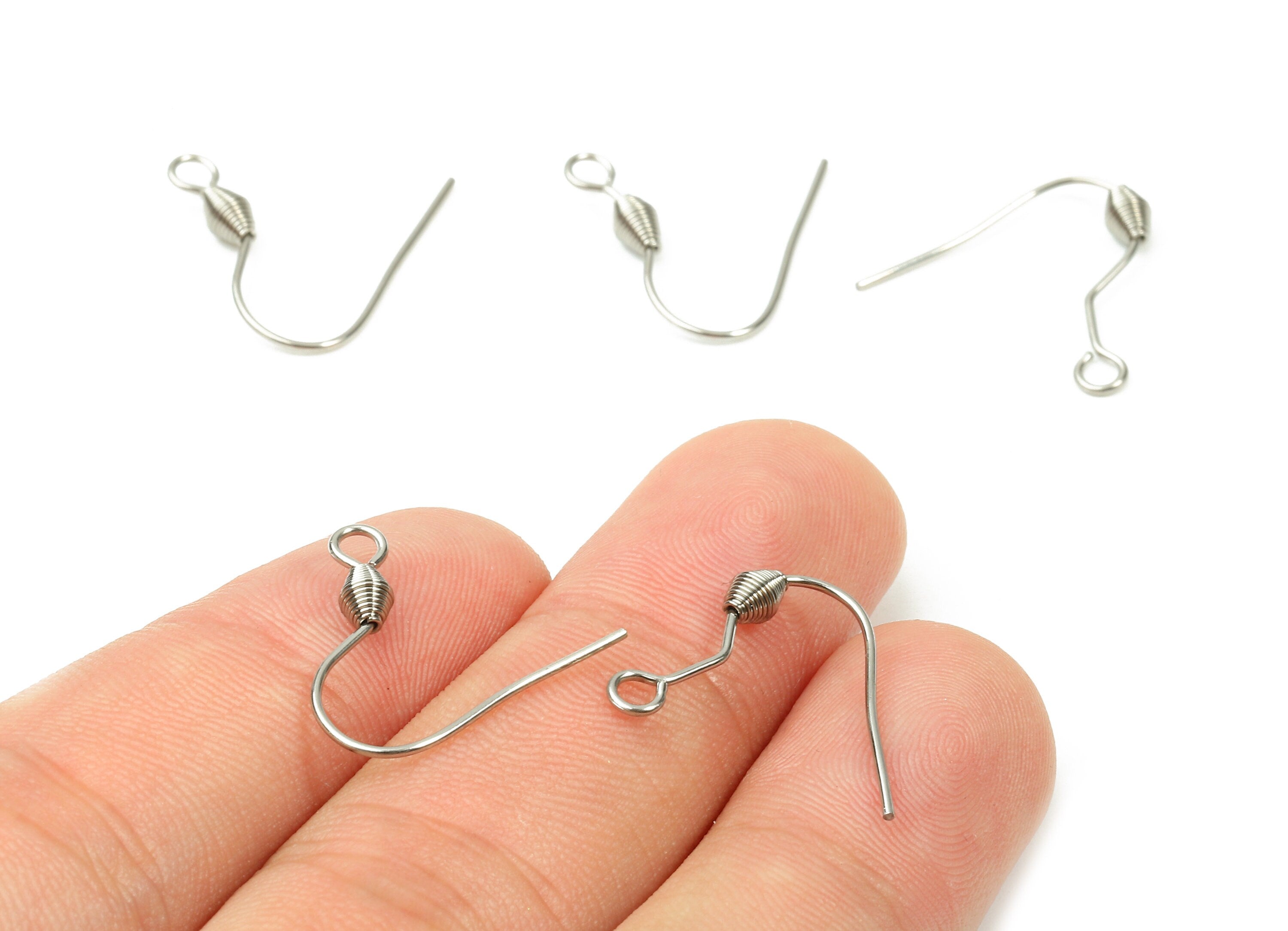 Brass Earring Hook - Brass Earring Wires - Silver Tone Plated - Earring Findings - Jewelry Supplies - 19.82x18.67x3.19mm - PP2824 - DOMEDBAZAAR