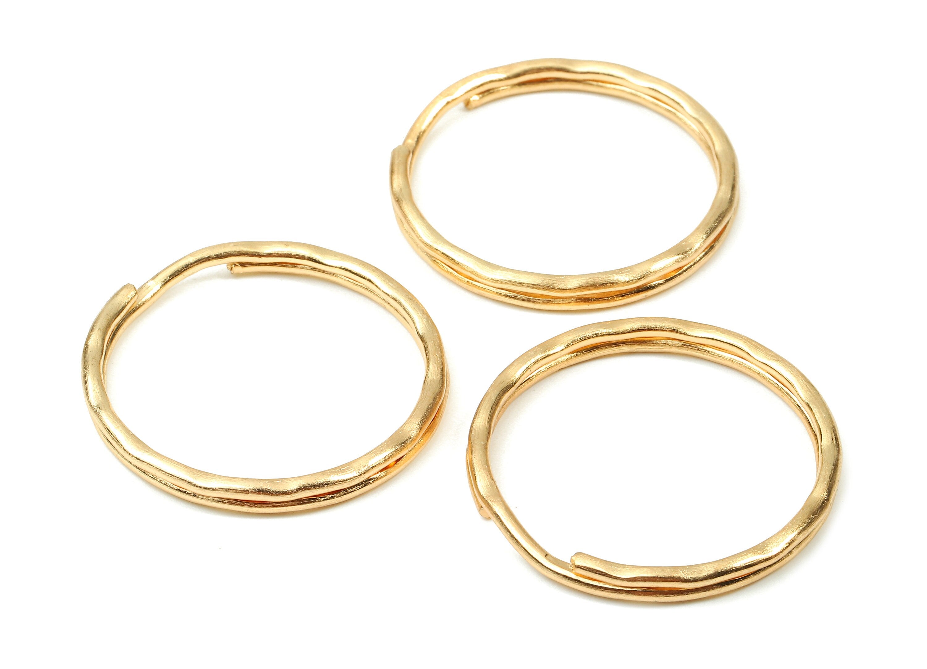 KC Gold Tone Metal Key Rings - Split Rings - Circle Key Rings - Keychain Connectors - Key Ring Findings - 30.36x30.36x1.7mm - PP2856KC - DOMEDBAZAAR