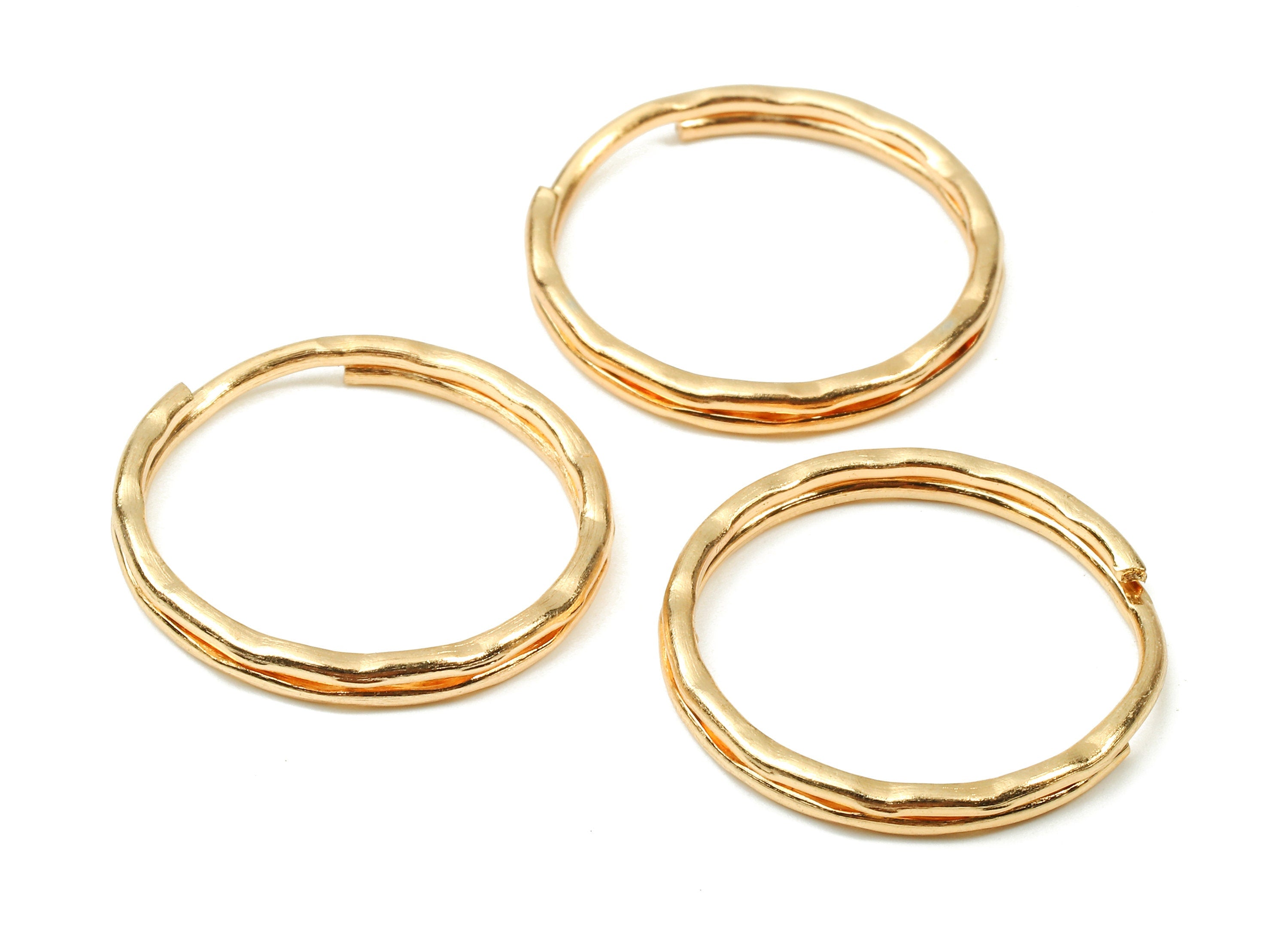 KC Gold Tone Metal Key Rings - Split Rings - Circle Key Rings - Keychain Connectors - Key Ring Findings - 24.67x24.67x1.5mm - PP2854KC - DOMEDBAZAAR