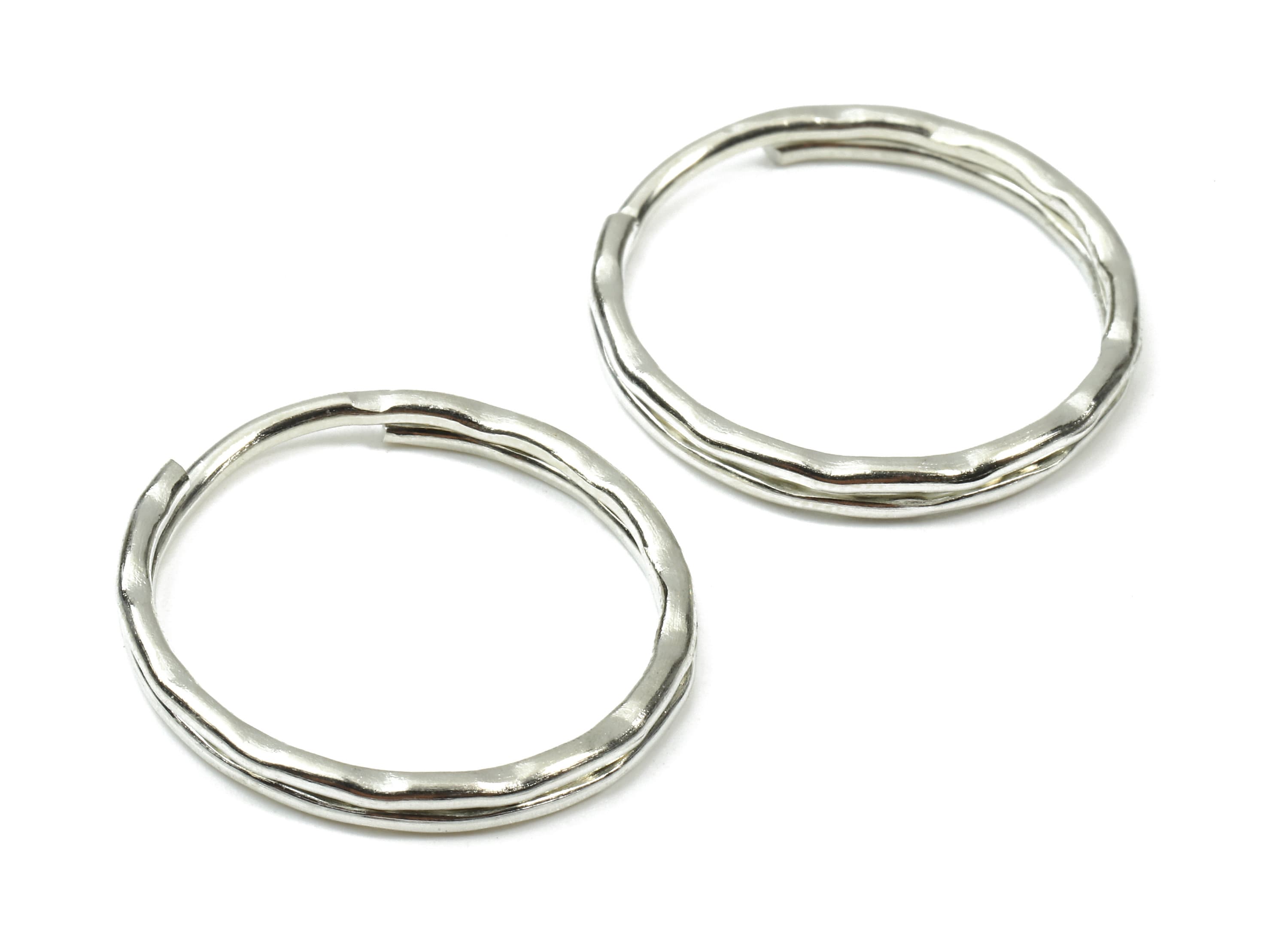 Silver Tone Metal Key Rings - Split Rings - Circle Key Rings - Keychain Connectors - Key Ring Findings - 24.67x24.67x1.5mm - PP2854S - DOMEDBAZAAR