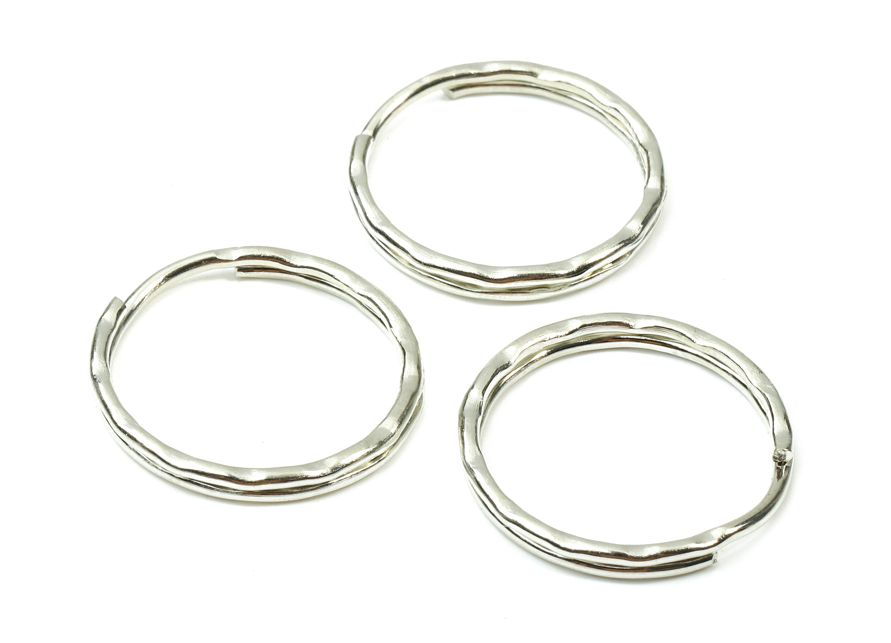 Silver Tone Metal Key Rings - Split Rings - Circle Key Rings - Keychain Connectors - Key Ring Findings - 24.67x24.67x1.5mm - PP2854S - DOMEDBAZAAR