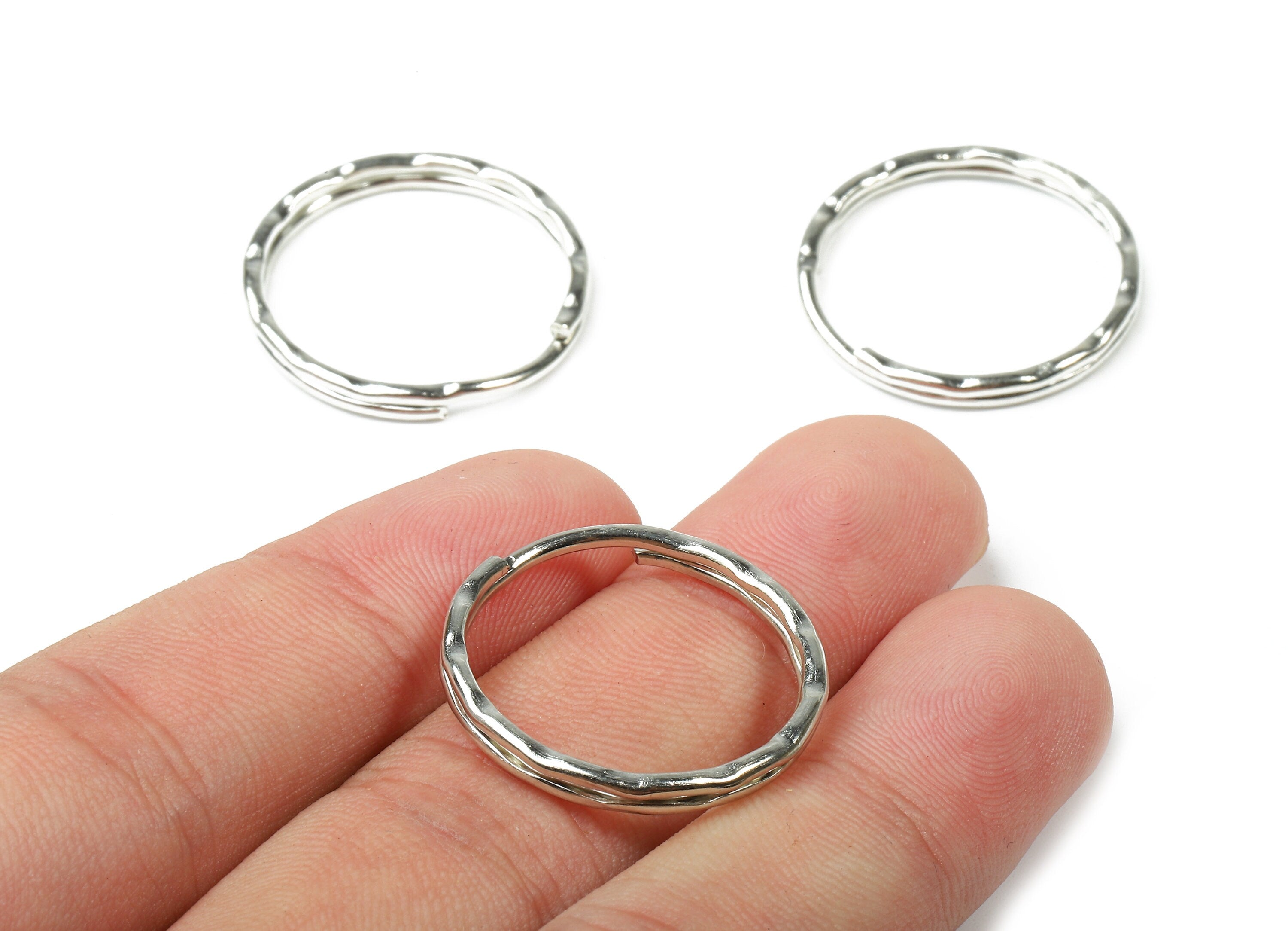 Silver Tone Metal Key Rings - Split Rings - Circle Key Rings - Keychain Connectors - Key Ring Findings - 24.67x24.67x1.5mm - PP2854S - DOMEDBAZAAR