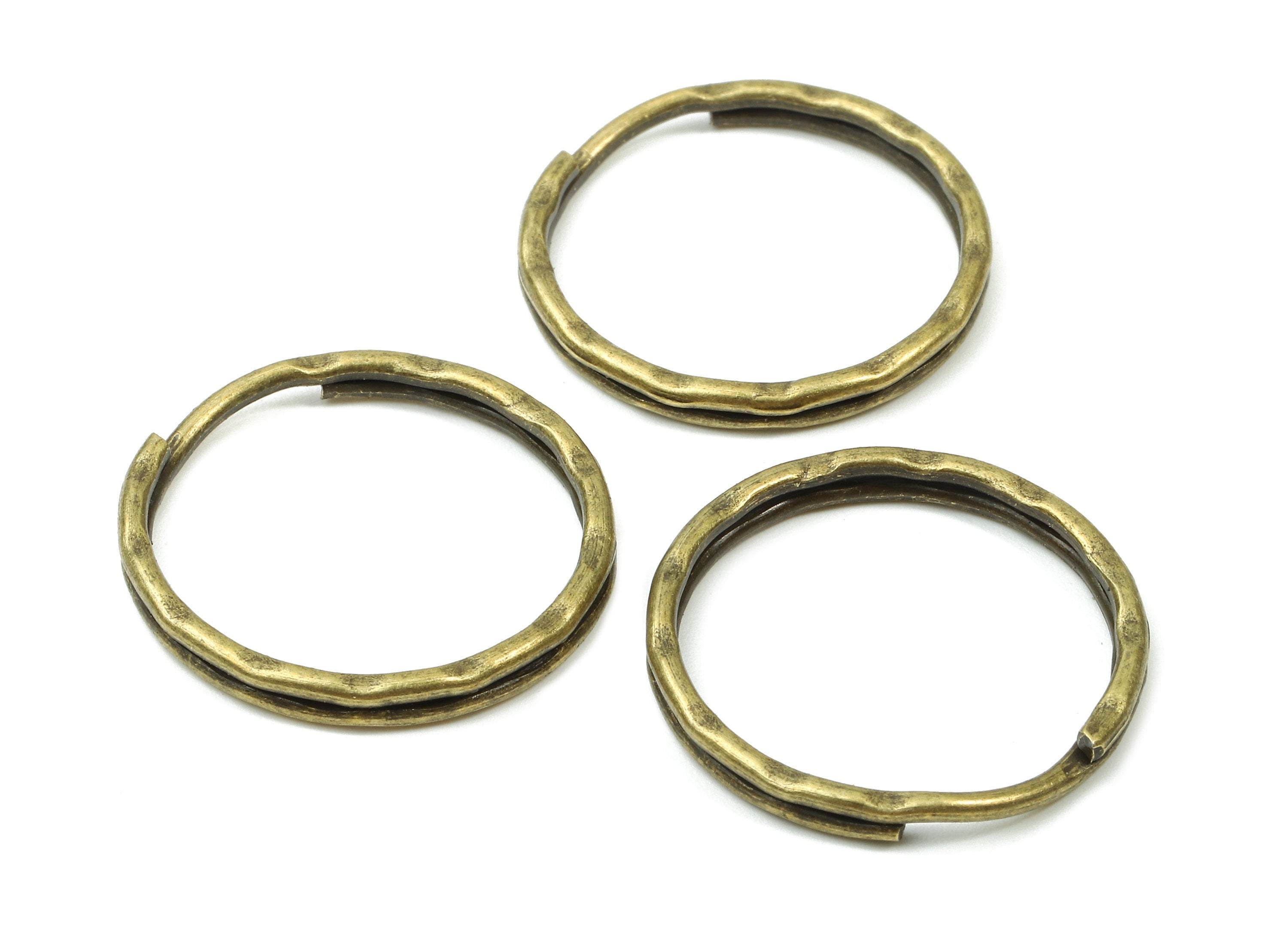 Antique Bronze Metal Key Rings - Split Rings - Circle Key Rings - Keychain Connectors - Key Ring Findings - 24.67x24.67x1.5mm - PP2854AB - DOMEDBAZAAR