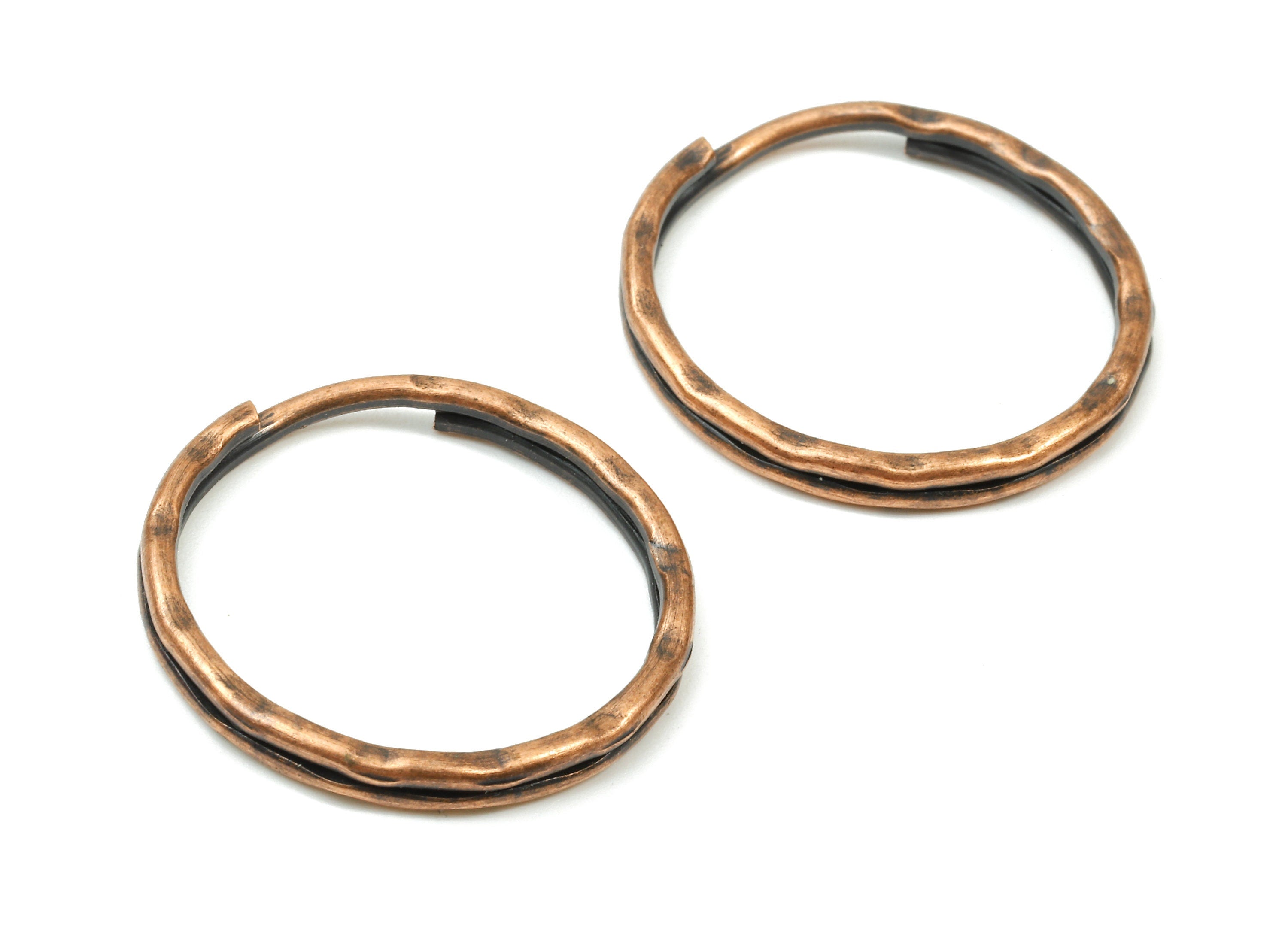 Antique Copper Metal Key Rings - Split Rings - Circle Key Rings - Keychain Connectors - Key Ring Findings - 24.67x24.67x1.5mm - PP2854AC - DOMEDBAZAAR