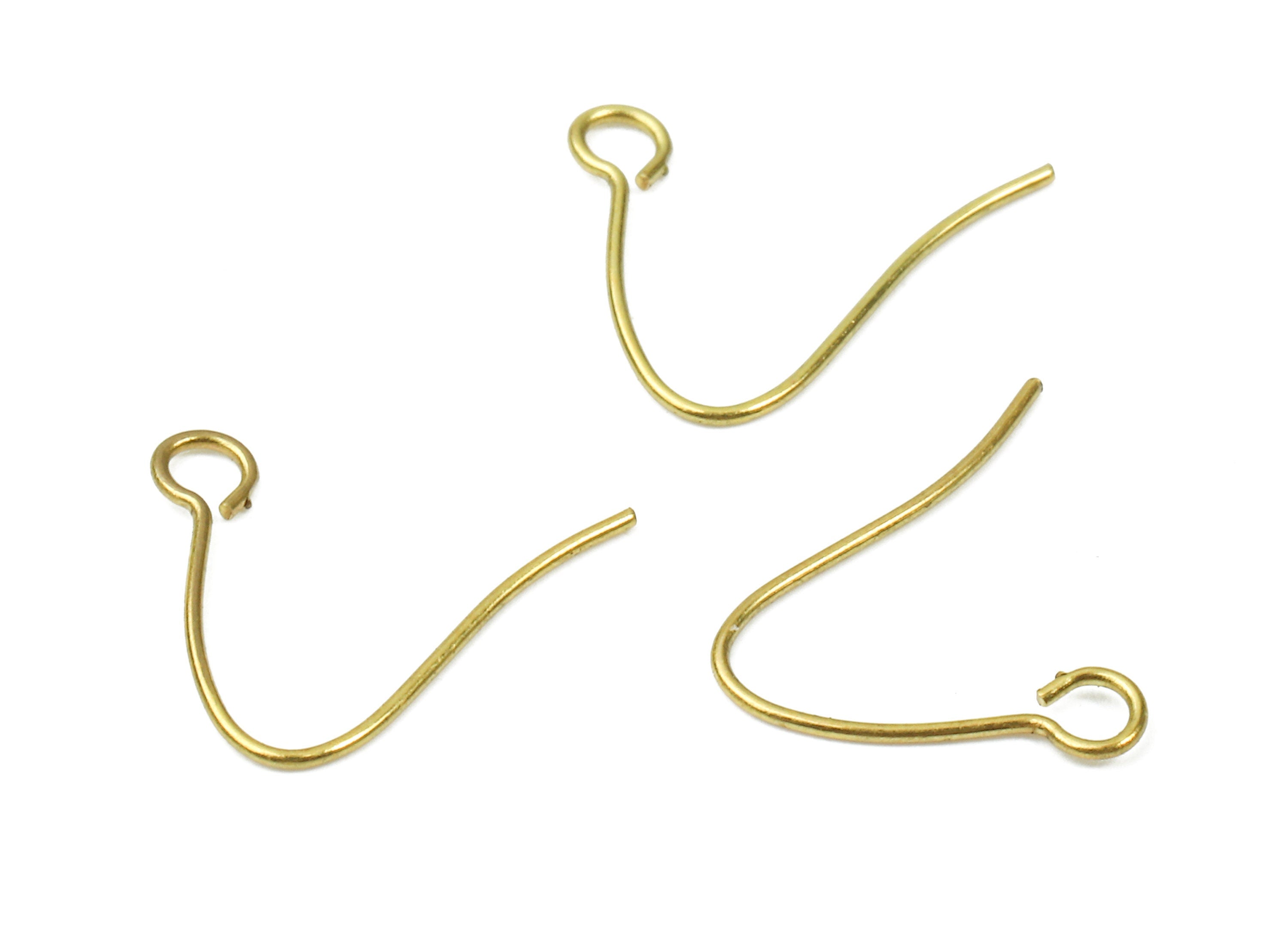 Brass Earring Hooks 0.5 - Raw Brass Earring Wires - Earring Findings - Jewelry Supplies - 12.08x10.34x0.49mm - PP2833 - DOMEDBAZAAR